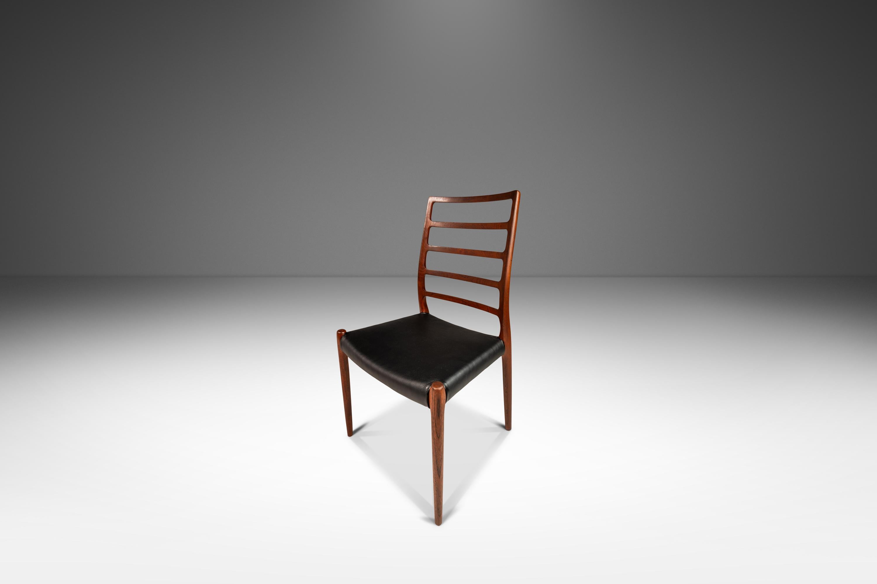 Teak Model No. 82 Ladderback Side Chair for J.L. Møllers Møbelfabrik, Denmark, 1960's