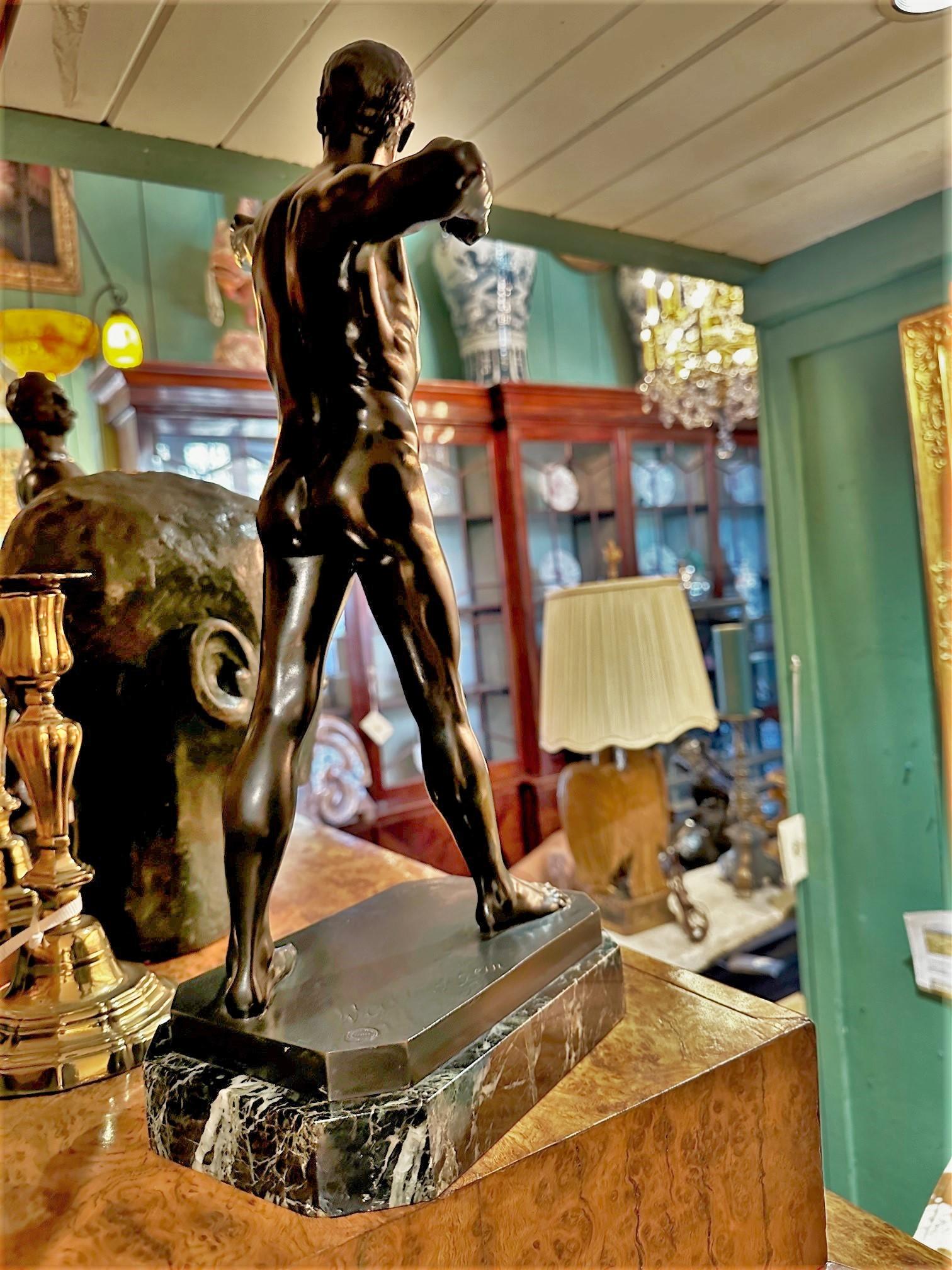 Model Nude Archer Mounted Sculpture Bust Bronze Stone Base Art Deco Antiques CA For Sale 14