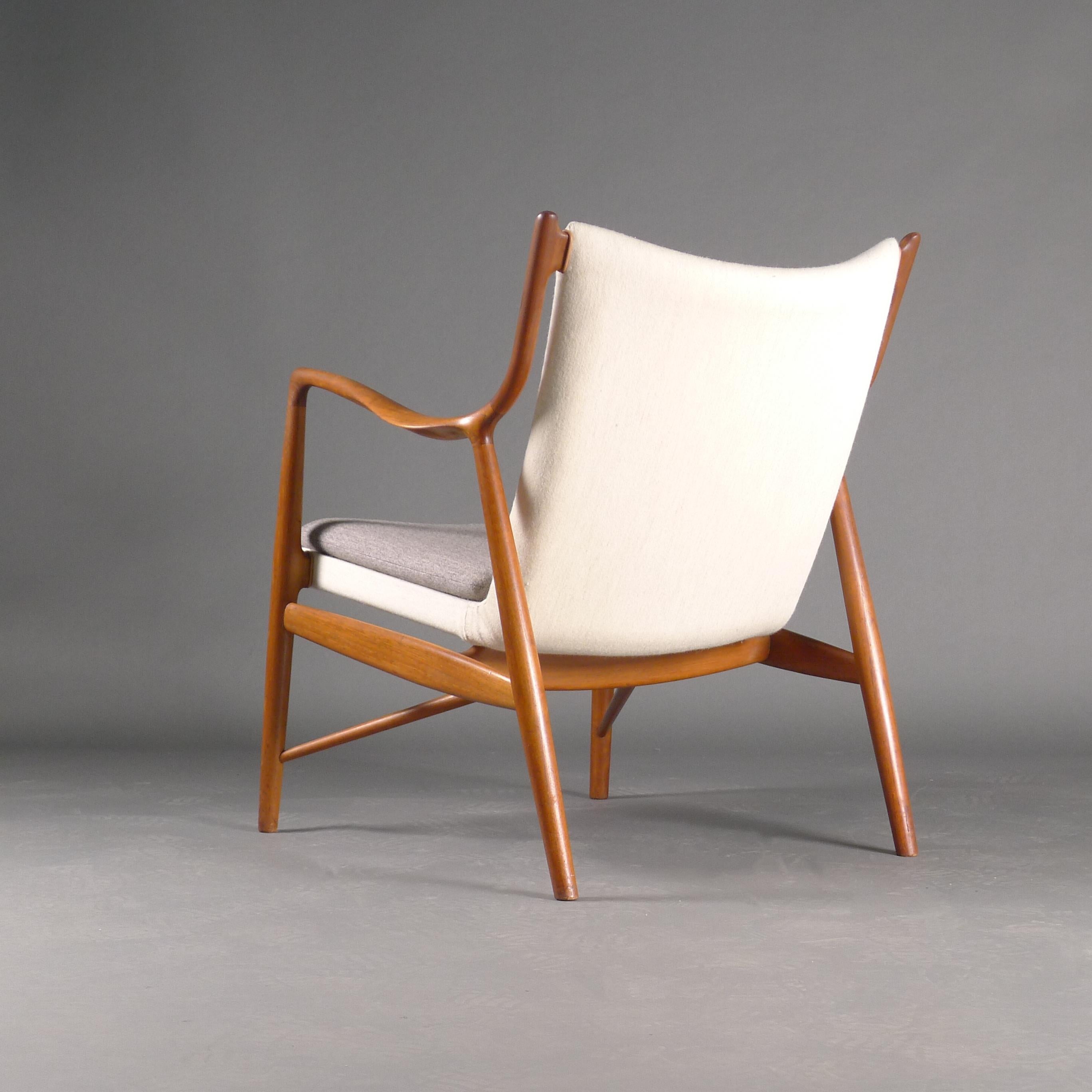 Upholstery Model NV45 Easy Chair, Designed by Finn Juhl, Made by Niels Vodder, 1940s For Sale