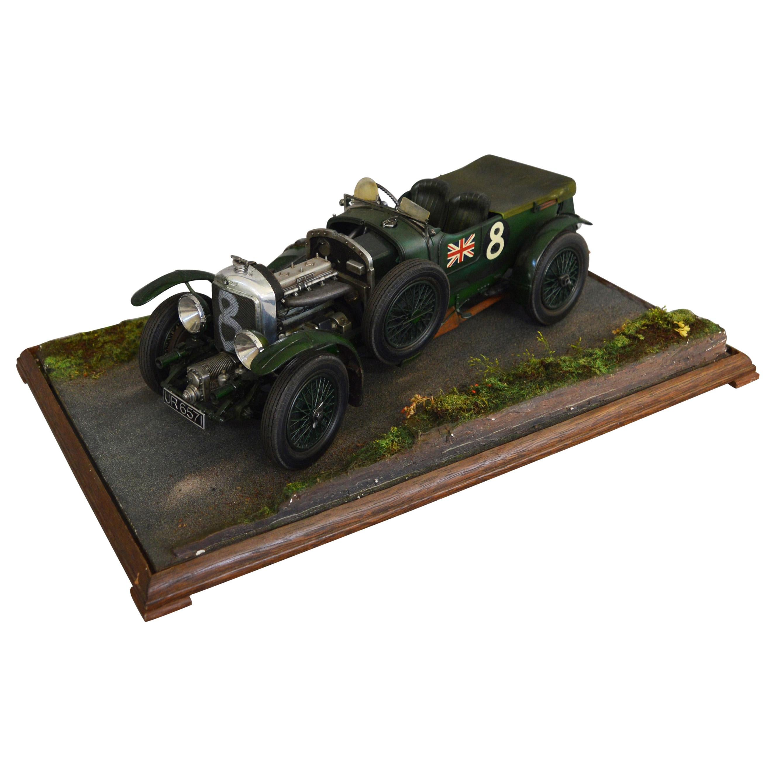 Model of a 1930s Hand Painted 'Blower' Bentley Racing Car with Case For Sale