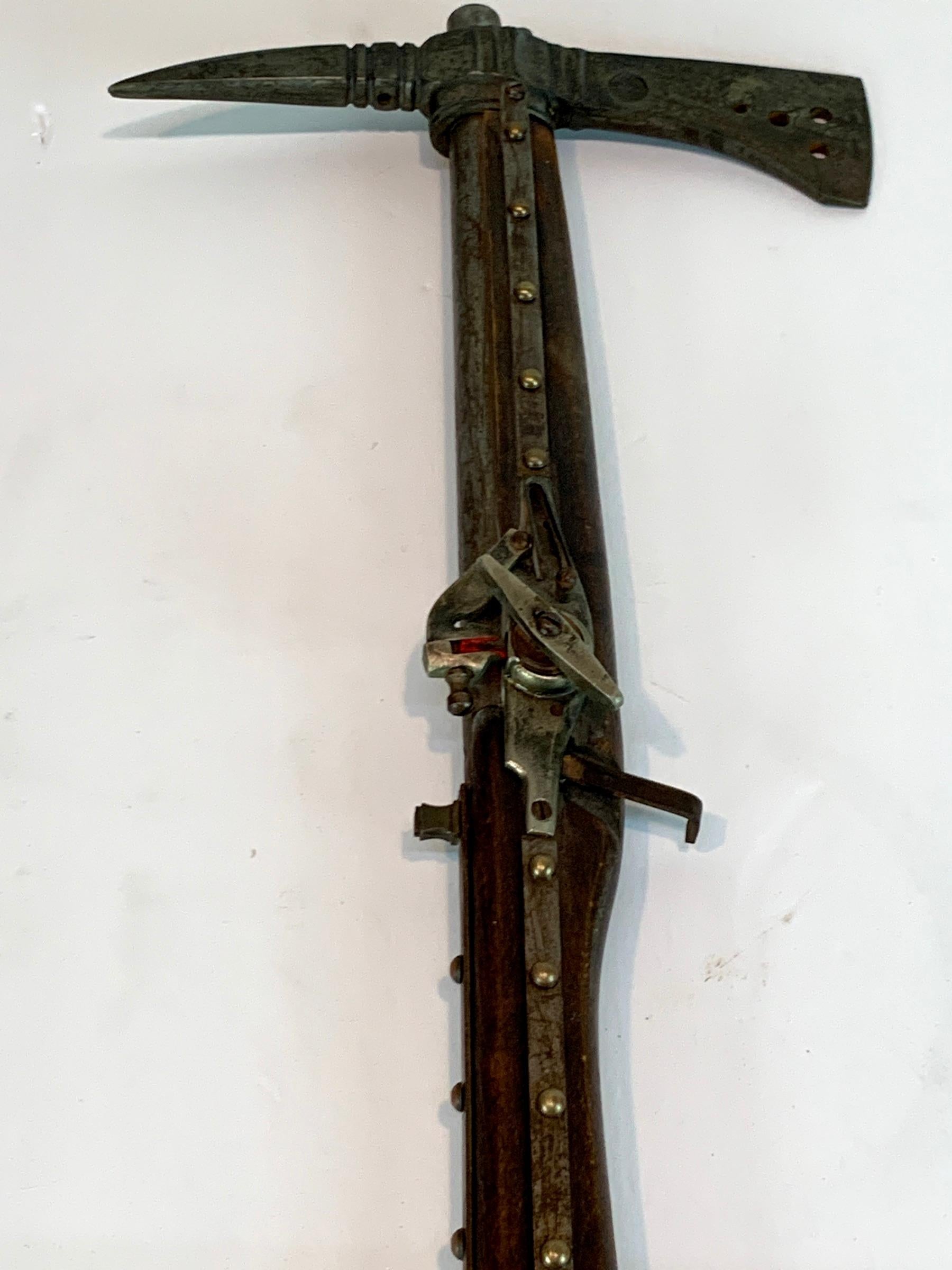 Metal Model of a European 18th Century Flintlock Pistol with Axe Handle