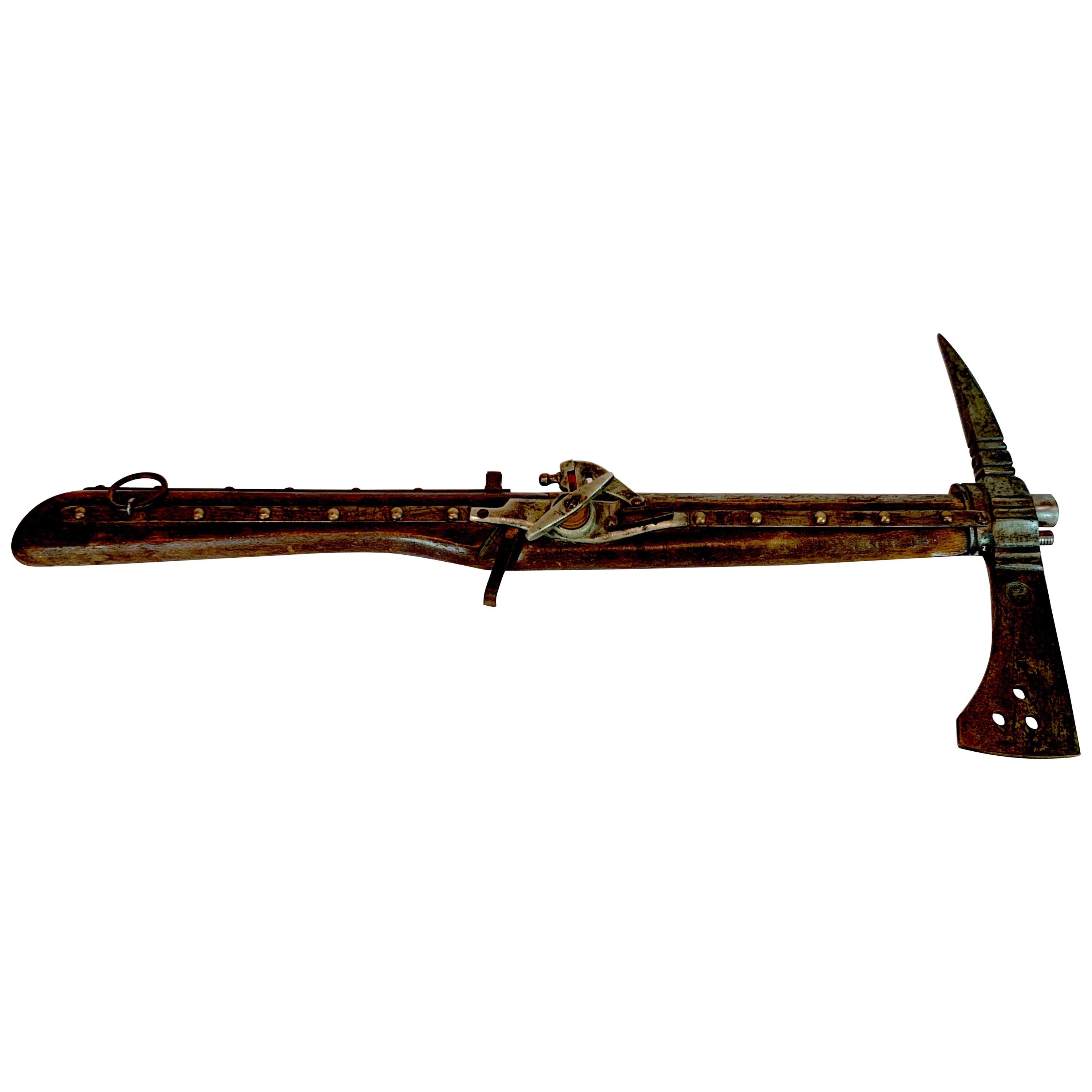 Model of a European 18th Century Flintlock Pistol with Axe Handle at 1stDibs