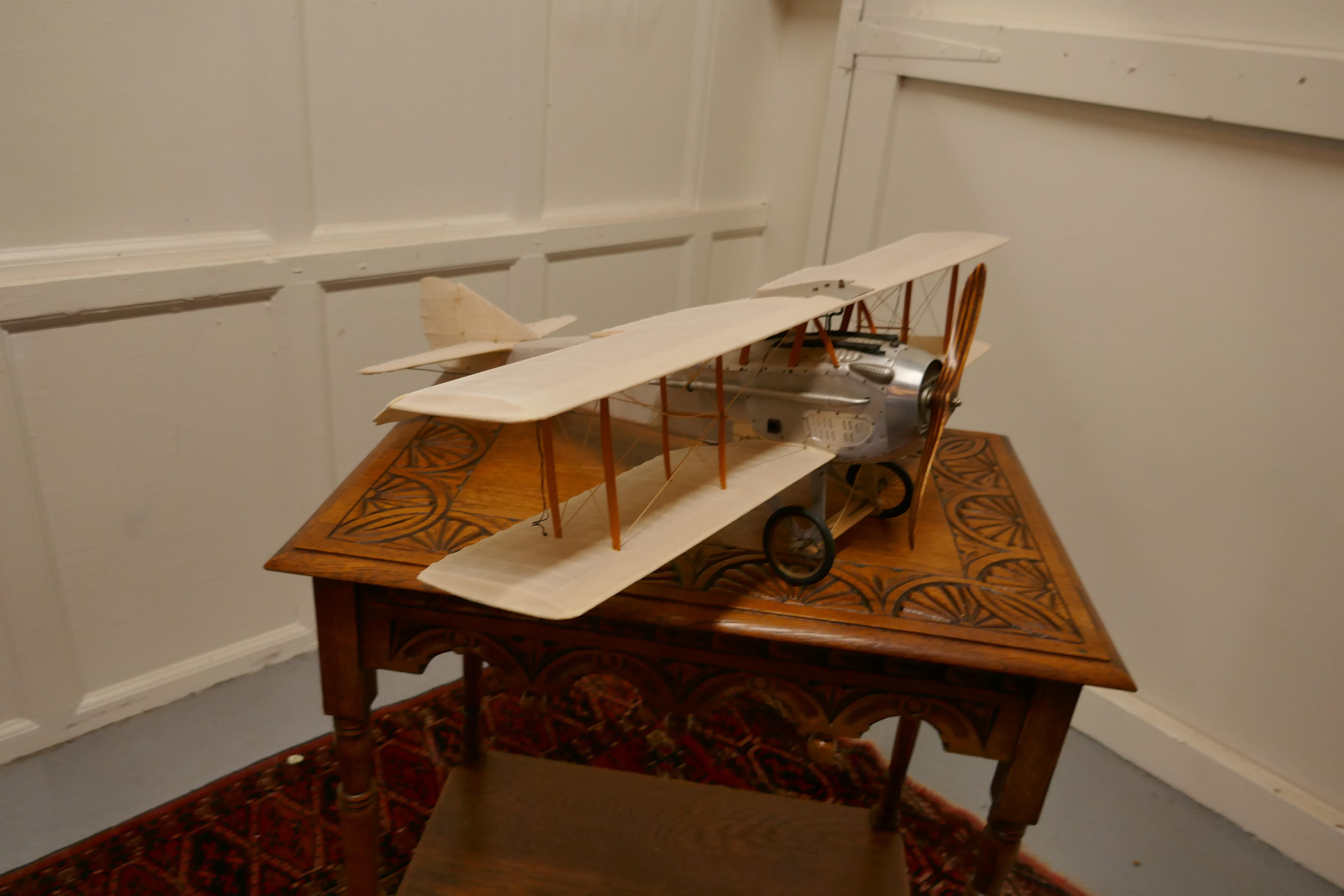Model of a French WW1 Biplane in wood

This is a model of an SPAD S.XIII First World War Fighter Biplane

 The model is made in wood which is covered in a very fine Silk muslin, the engine cover is riveted steel, the detail is excellent down to