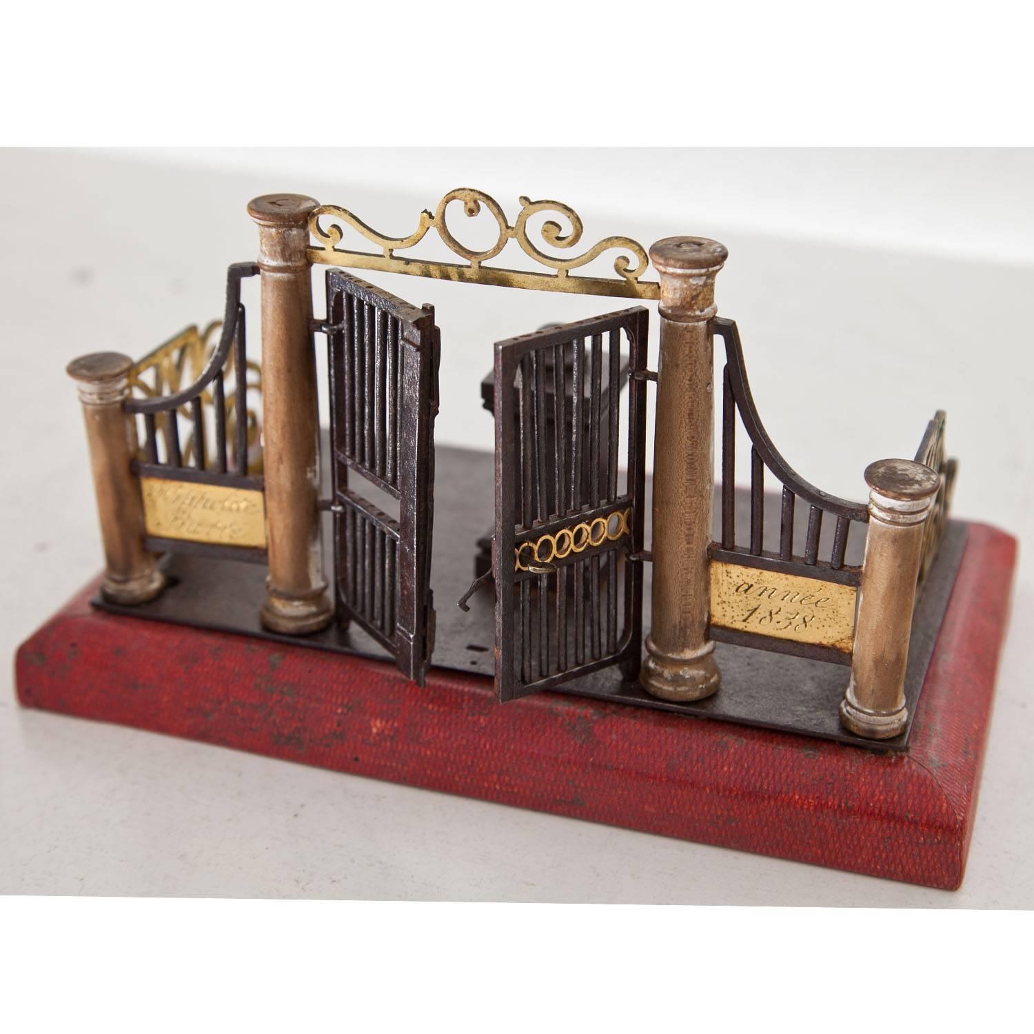 Brass Model of a Gate, France, Dated 1838