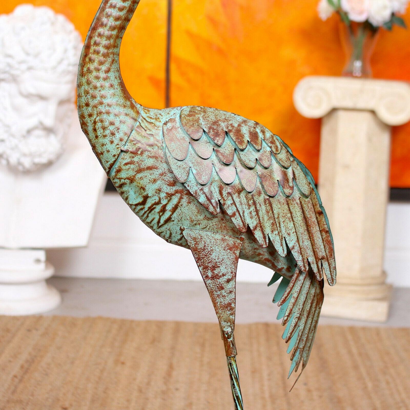 English Model of a Stork Tin Cold Painted Figure Scuplture Statue For Sale