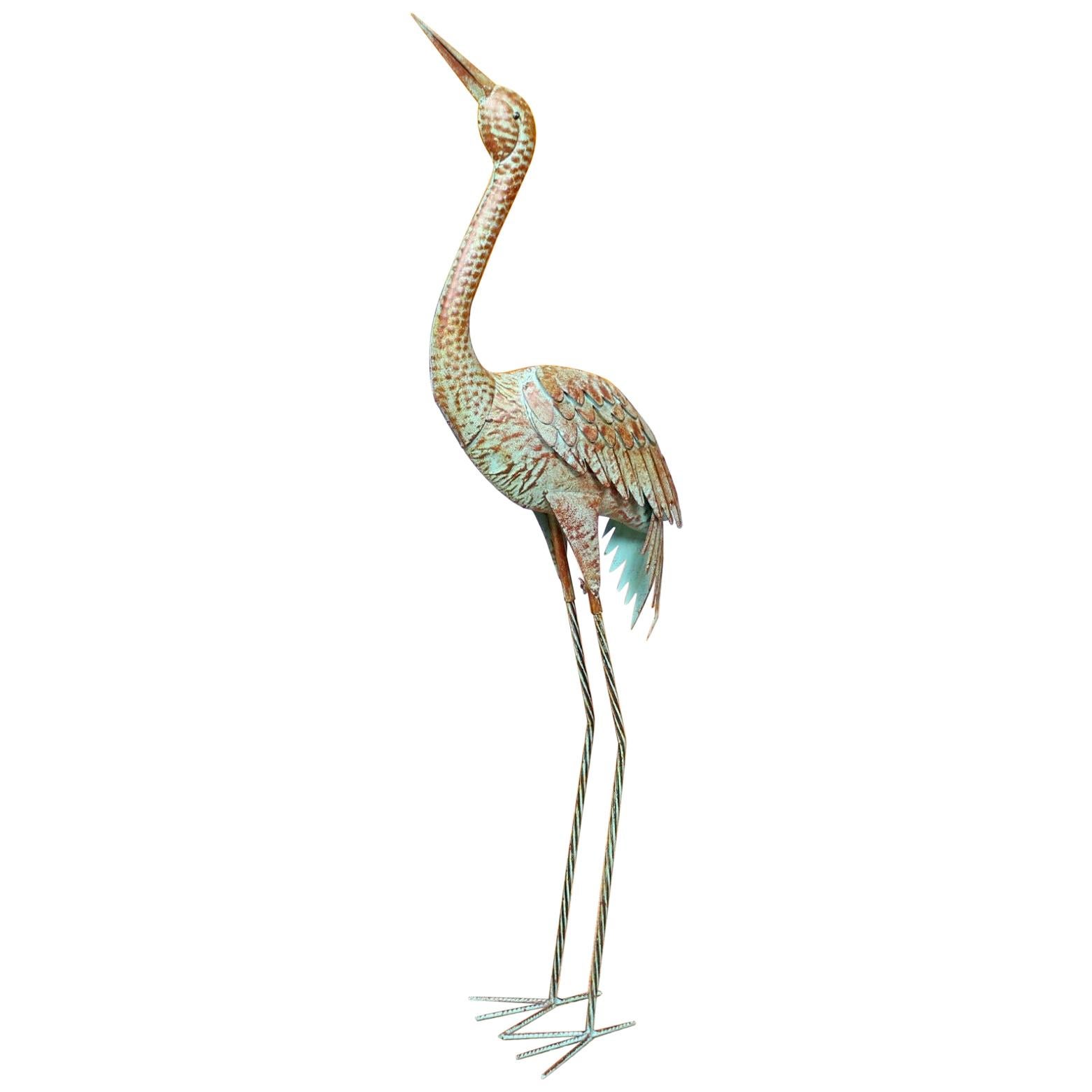 Model of a Stork Tin Cold Painted Figure Scuplture Statue For Sale