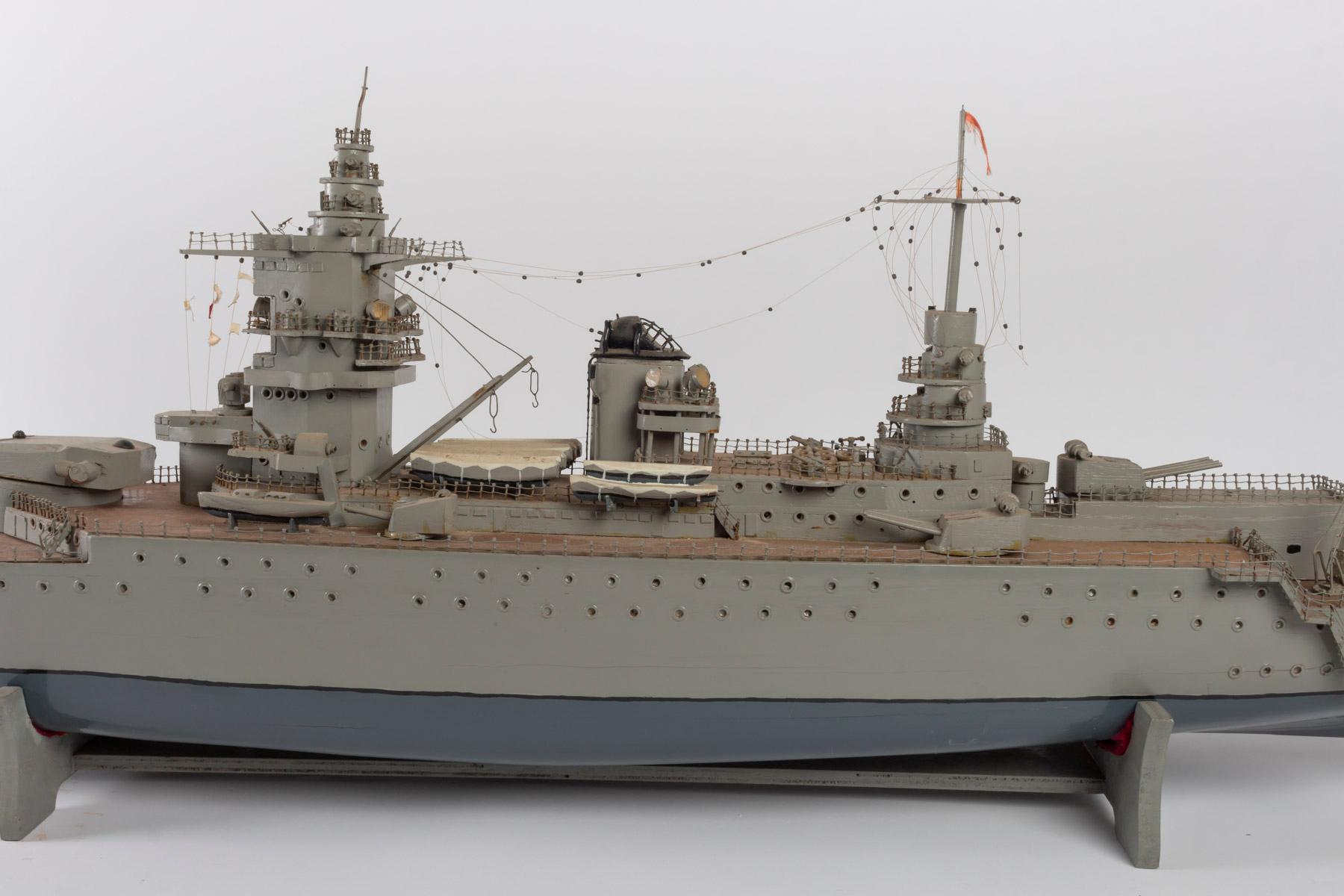 French Model of a War Boat, Handcrafted, 