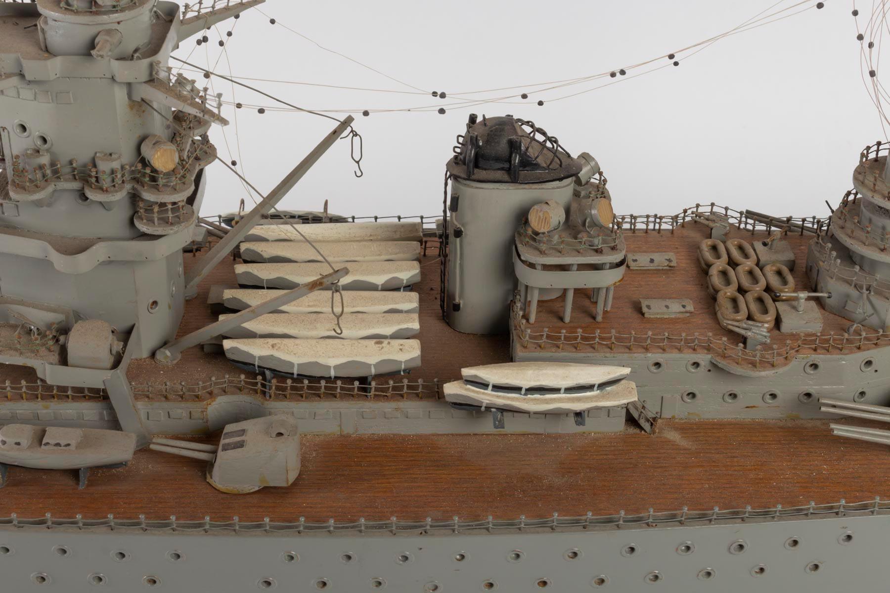 20th Century Model of a War Boat, Handcrafted, 