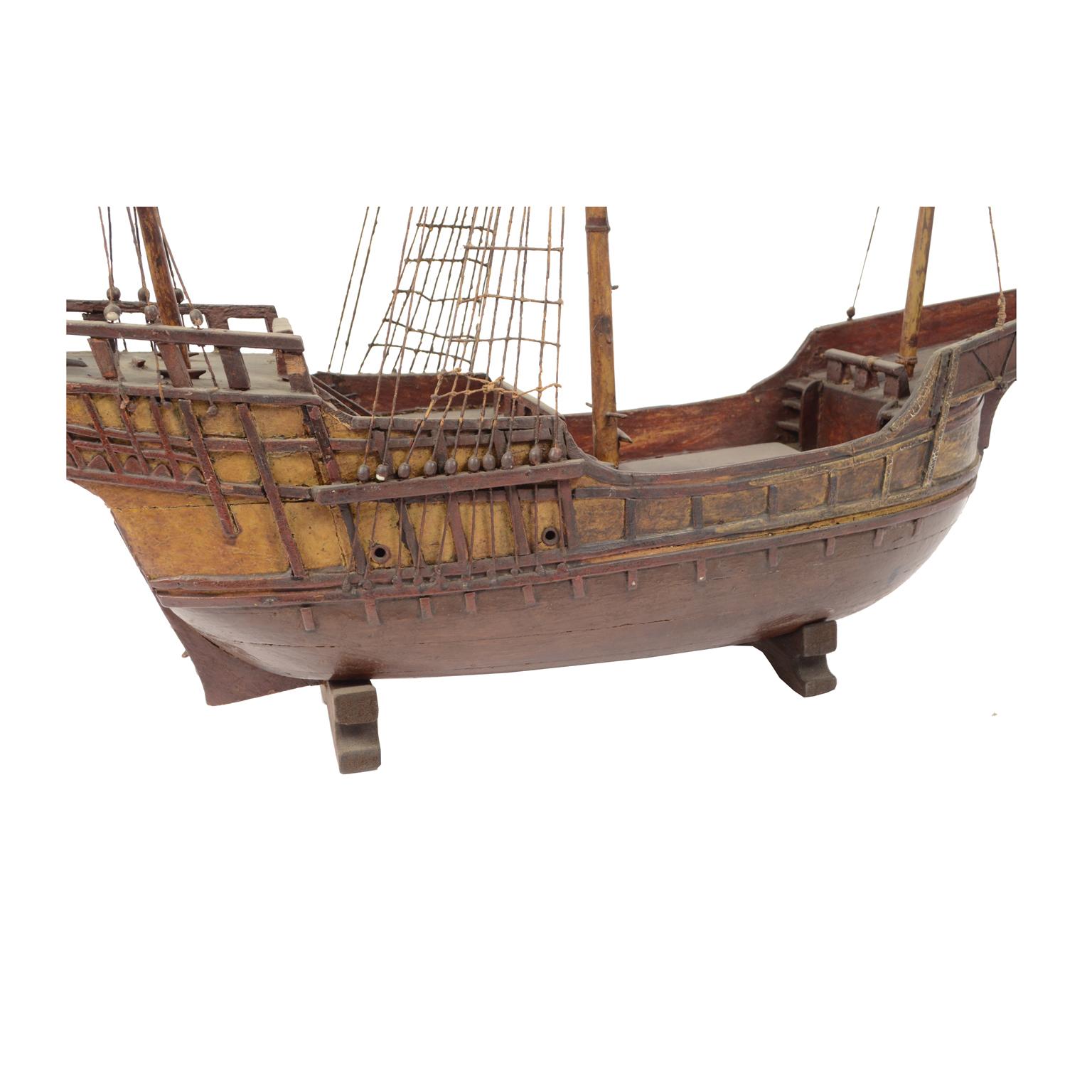 Late 19th century Antique Maritime Model of Cargo-Carrack Probably from Genoa For Sale 1