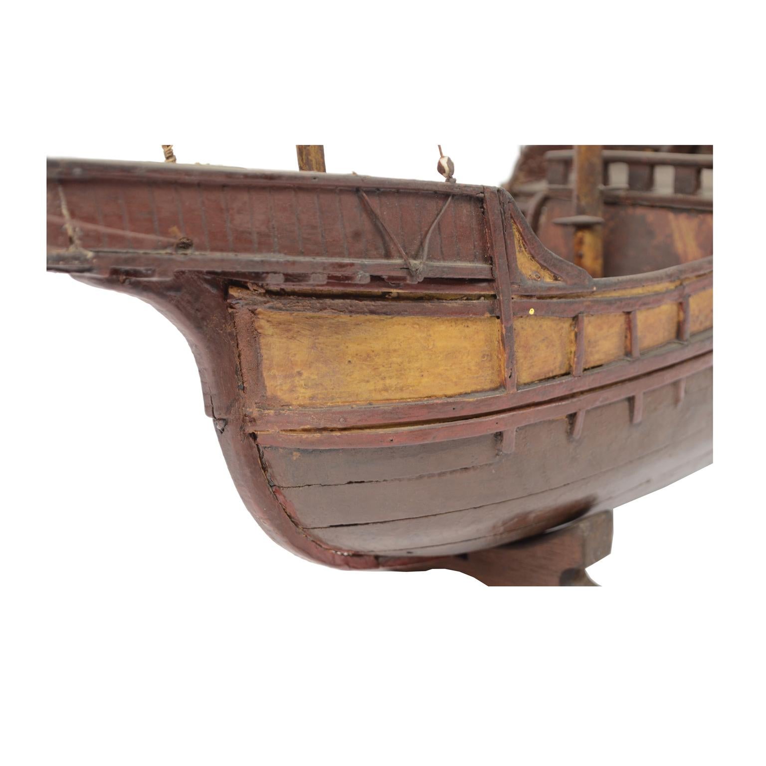 Late 19th century Antique Maritime Model of Cargo-Carrack Probably from Genoa For Sale 4