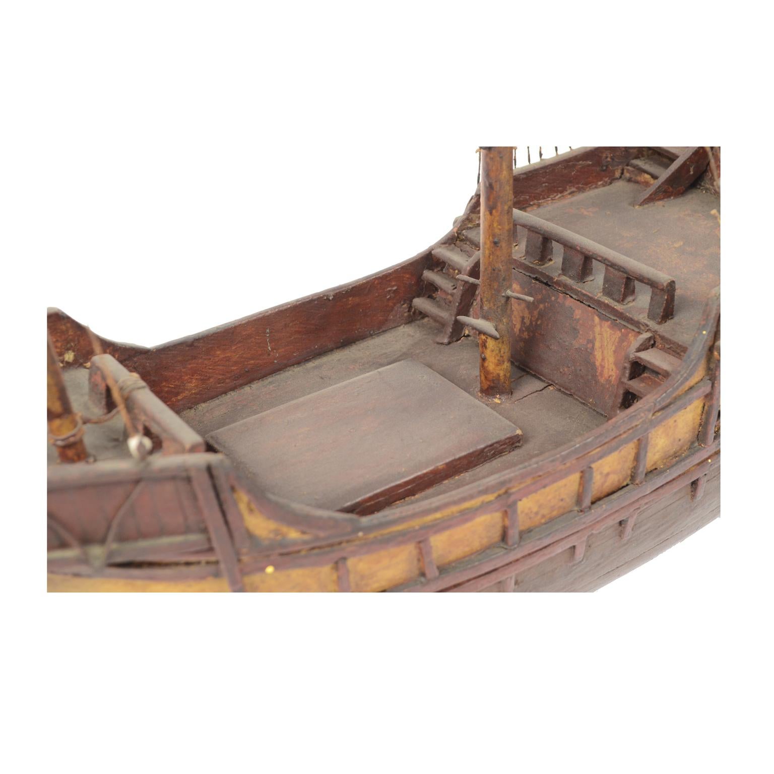 Late 19th century Antique Maritime Model of Cargo-Carrack Probably from Genoa For Sale 5