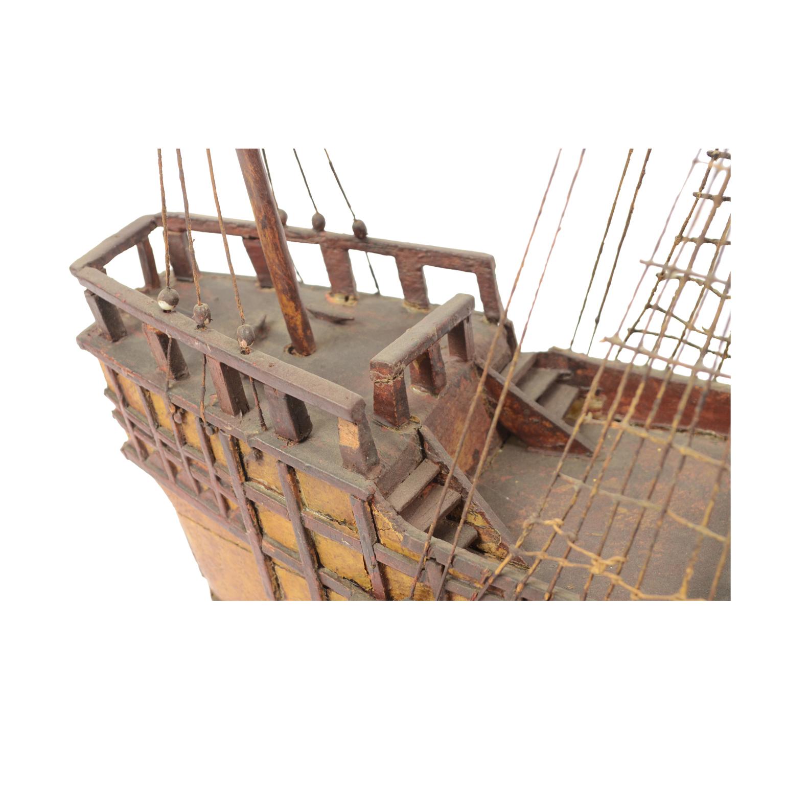 Late 19th century Antique Maritime Model of Cargo-Carrack Probably from Genoa For Sale 7