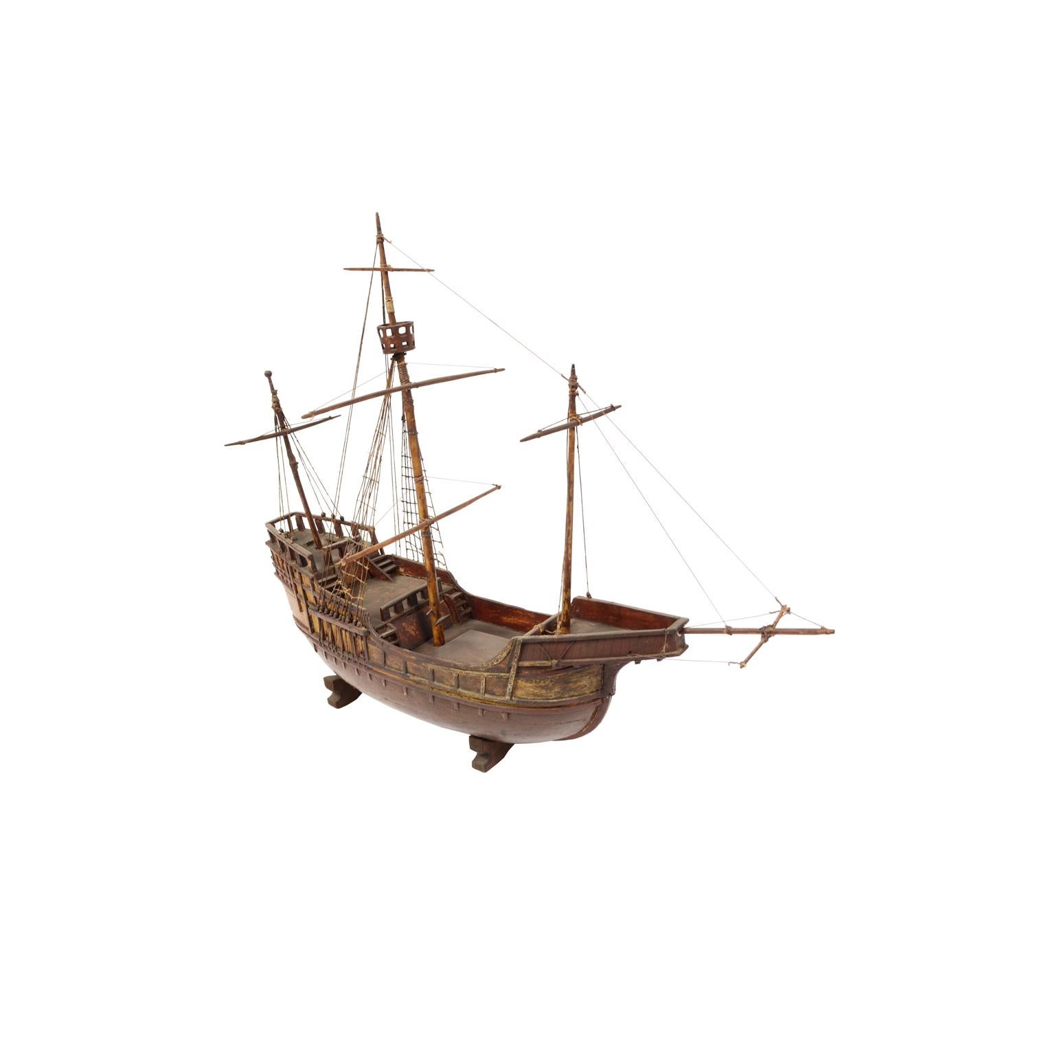 Late 19th century Antique Maritime Model of Cargo-Carrack Probably from Genoa In Good Condition For Sale In Milan, IT
