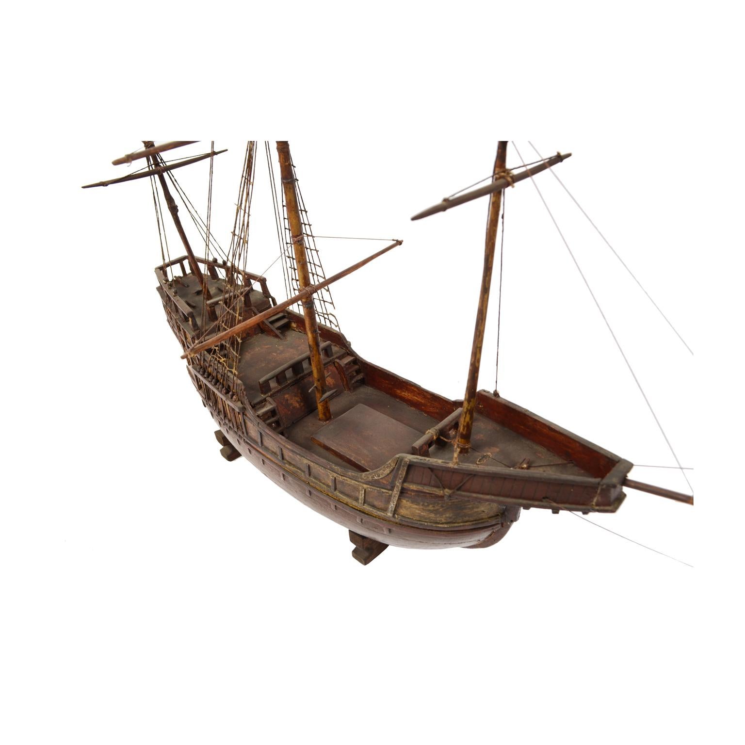 19th Century Late 19th century Antique Maritime Model of Cargo-Carrack Probably from Genoa For Sale
