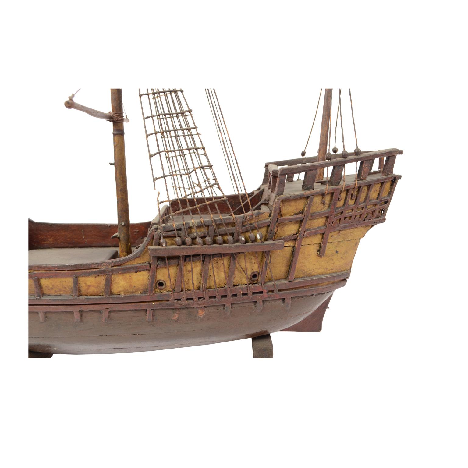 Wood Late 19th century Antique Maritime Model of Cargo-Carrack Probably from Genoa For Sale