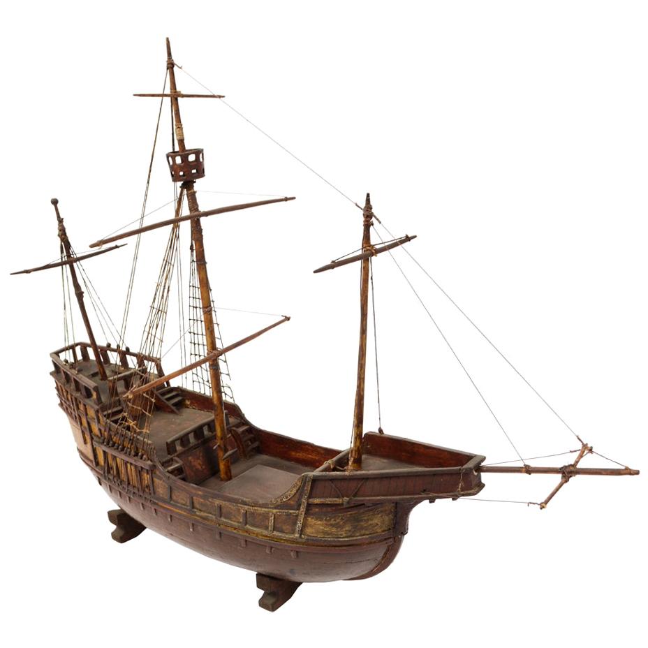 Late 19th century Antique Maritime Model of Cargo-Carrack Probably from Genoa For Sale