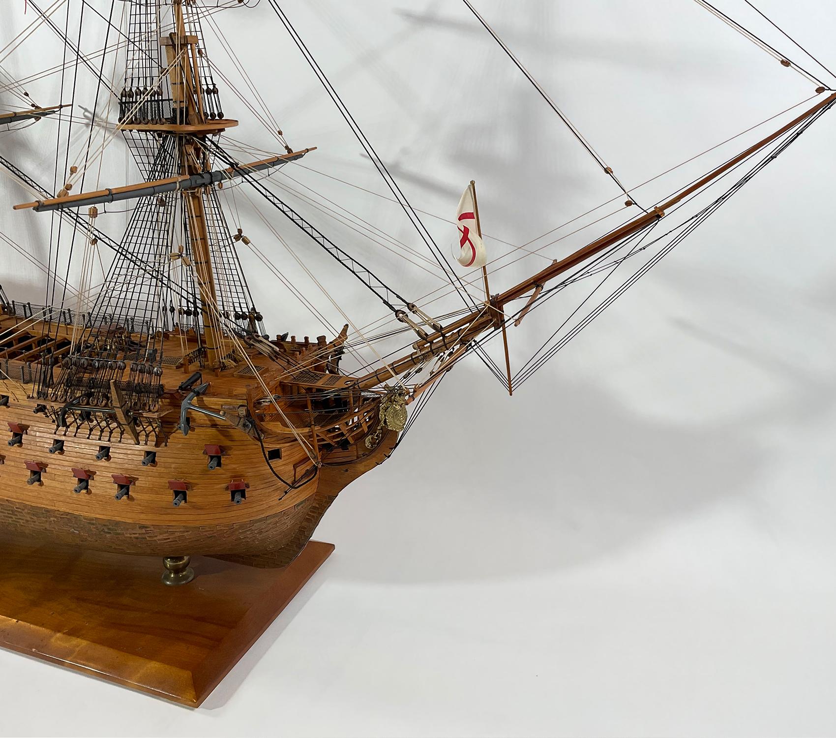 Model of the British Royal Navy Frigate HMS Victory In Excellent Condition For Sale In Norwell, MA