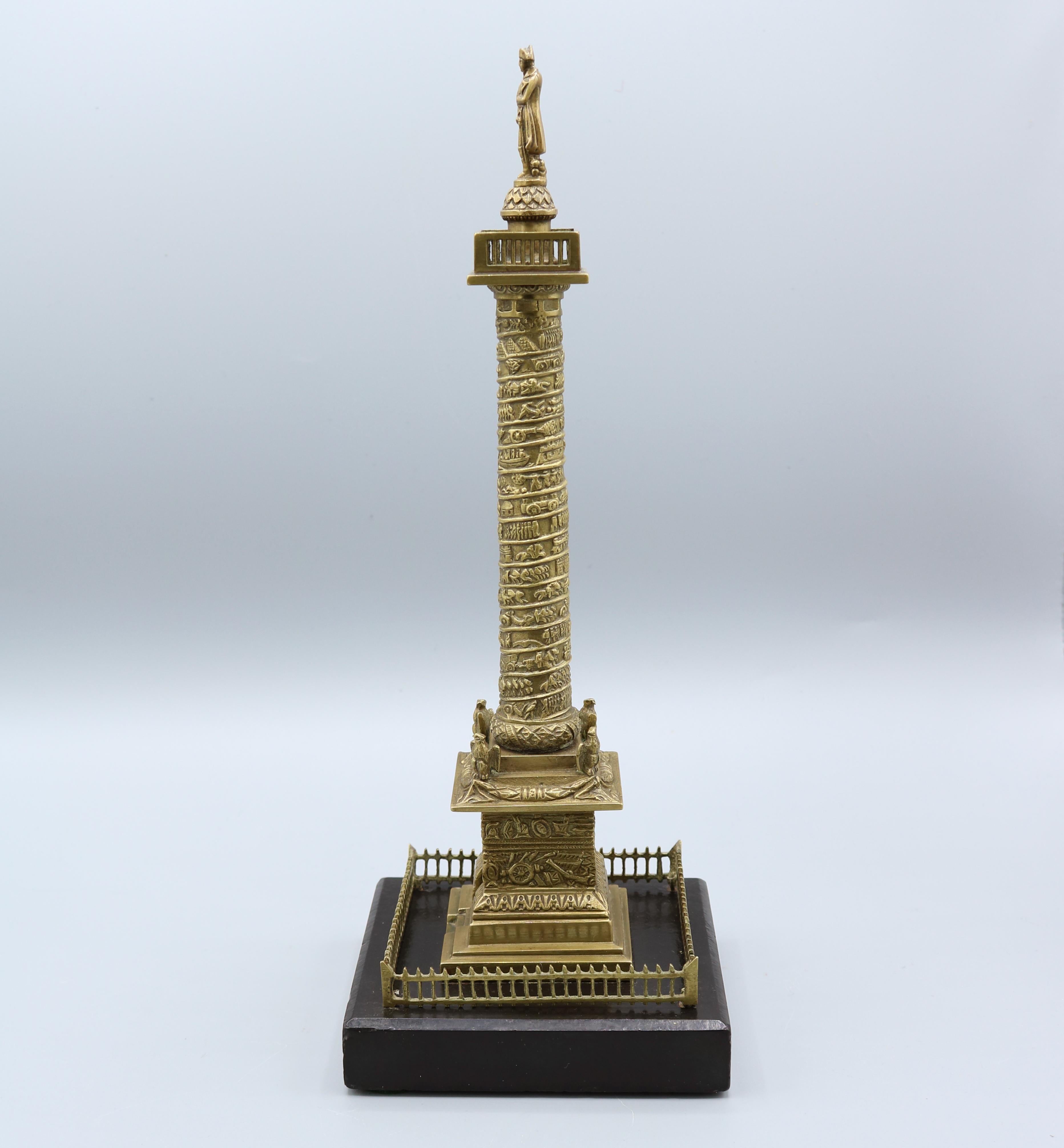 Victorian Model of the Place Vendôme Column, Gilt-Brass, Mid-19th Century