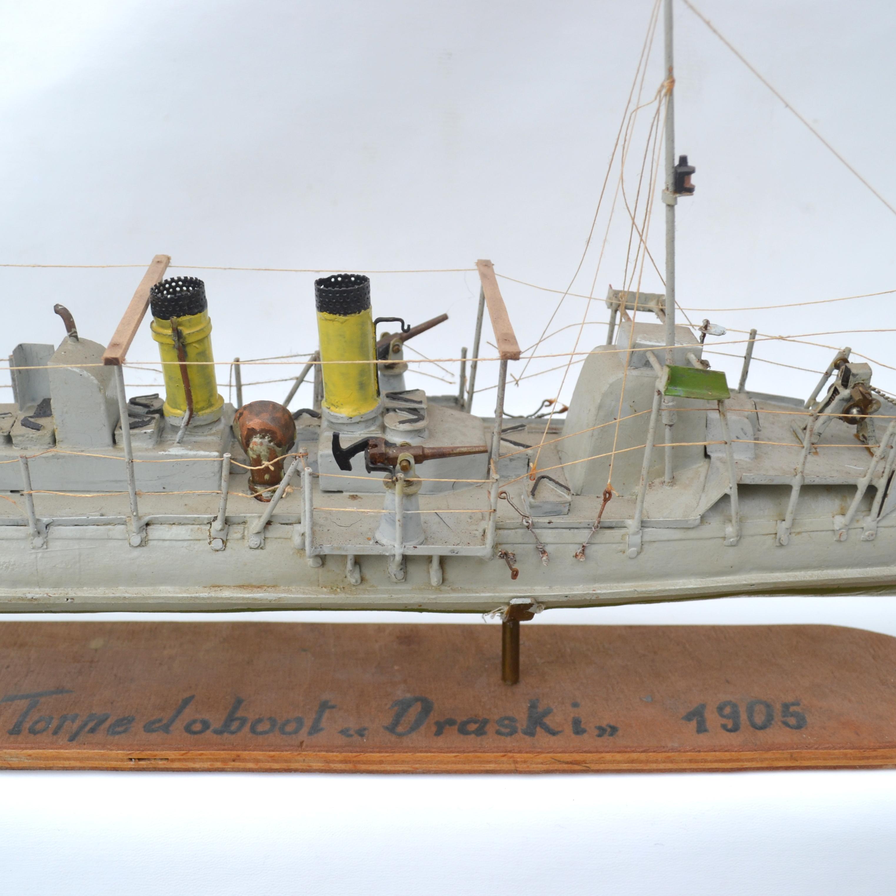 Early 20th Century Model of the Torpedo Boat 'Drazki' Ussr, 1907