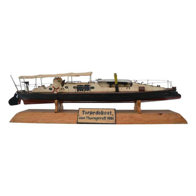 Primitive Boat Model Vintage Primitive Boat Model from Maine For Sale at 1stDibs