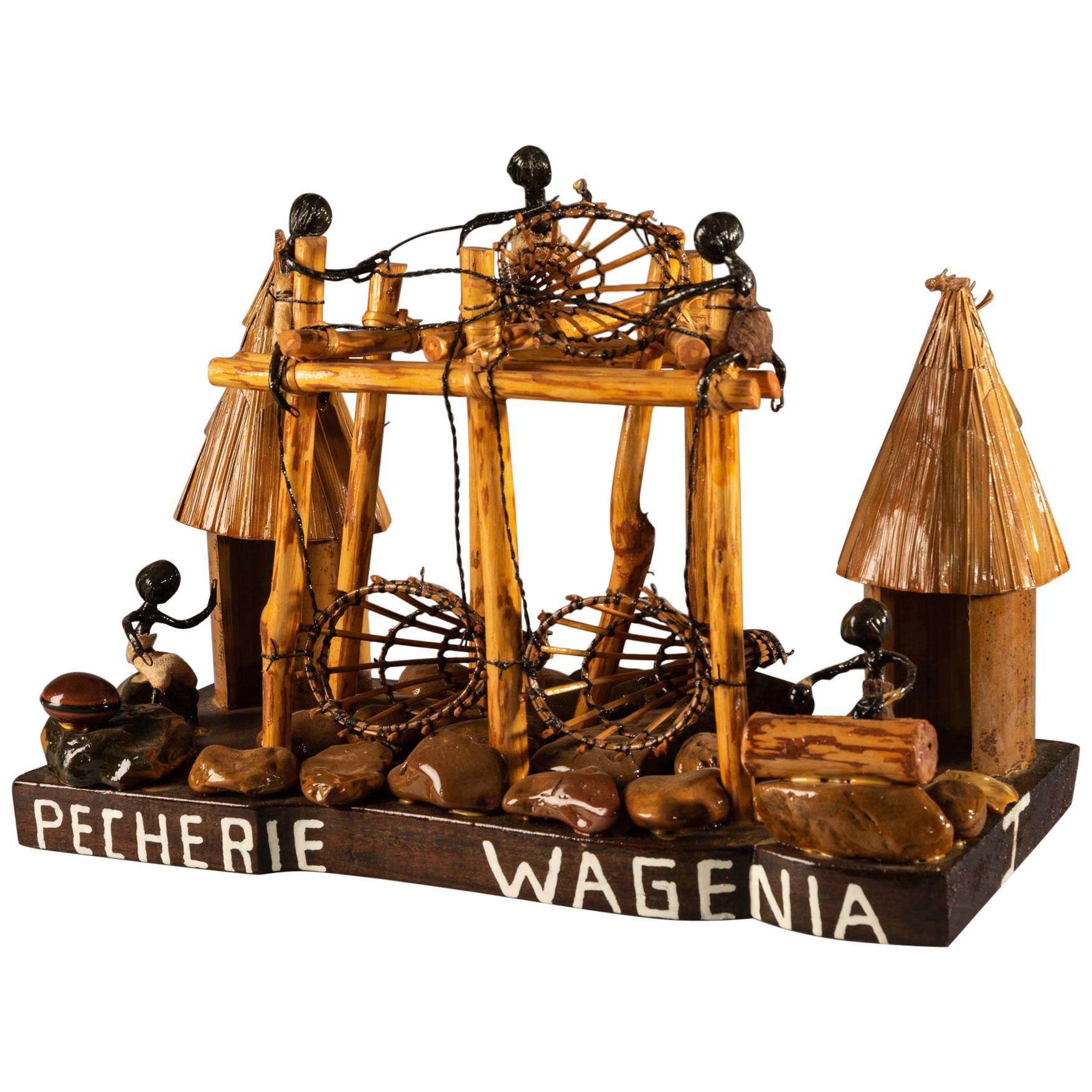 Modell der Wagenia-Fischereianlage am Kongo-Fluss im Angebot