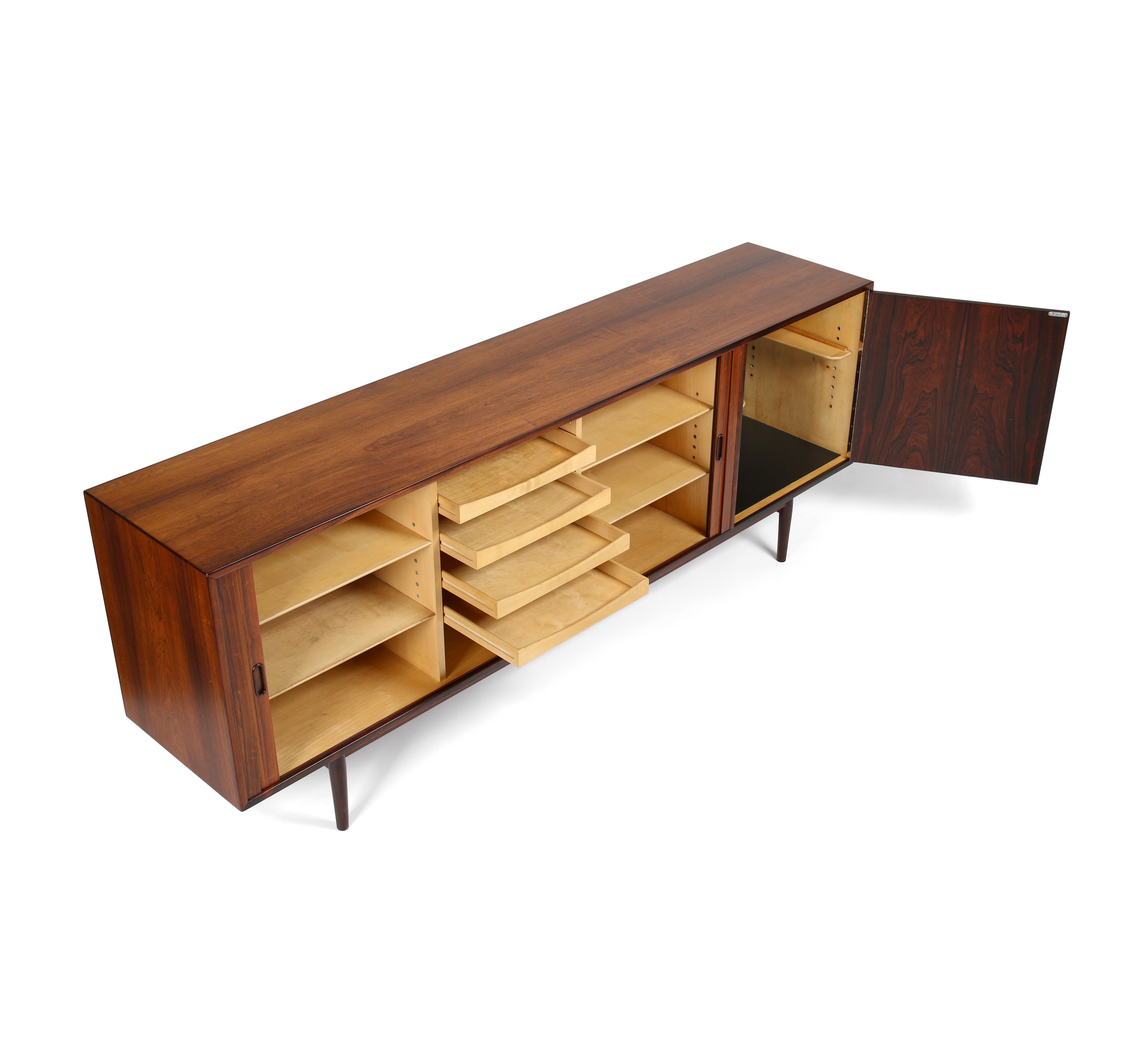 Model OS-36 Rosewood Credenza by Arne Vodder for Sibast Furniture, Circa 1960s In Excellent Condition In Phoenix, AZ