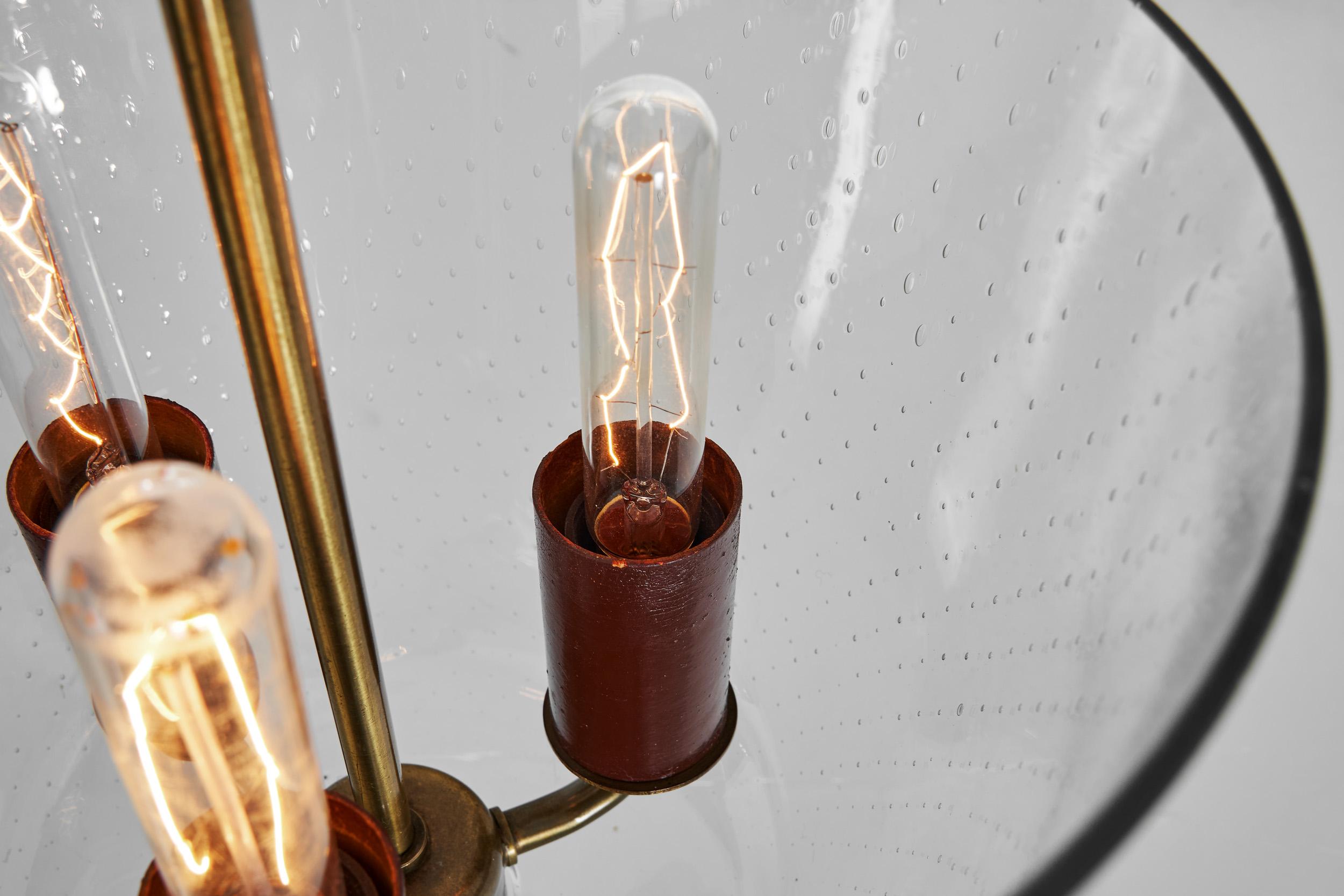 Lampada da soffitto in ottone e vetro modello 