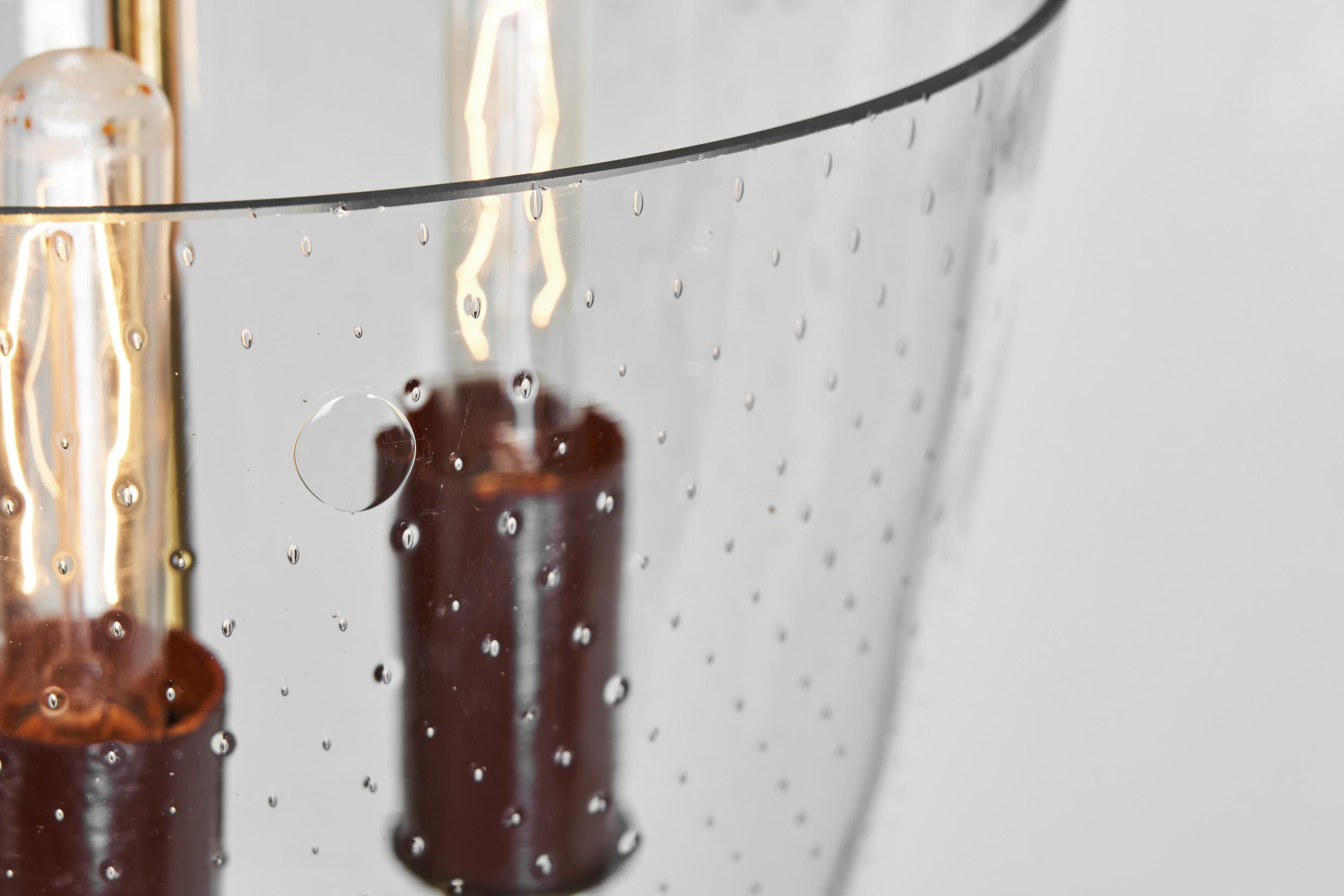 Lampada da soffitto in ottone e vetro modello 