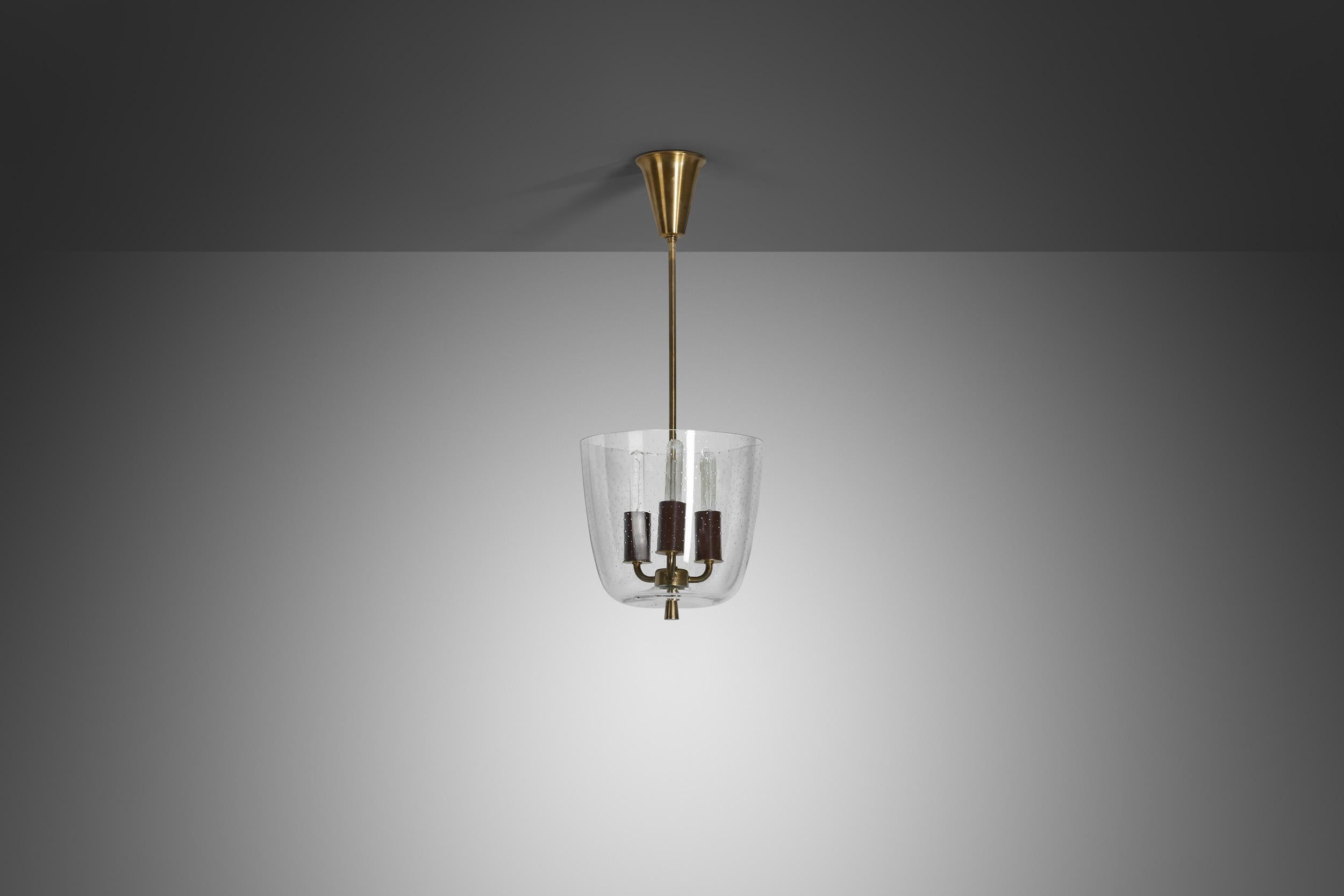 Lampada da soffitto in ottone e vetro modello 