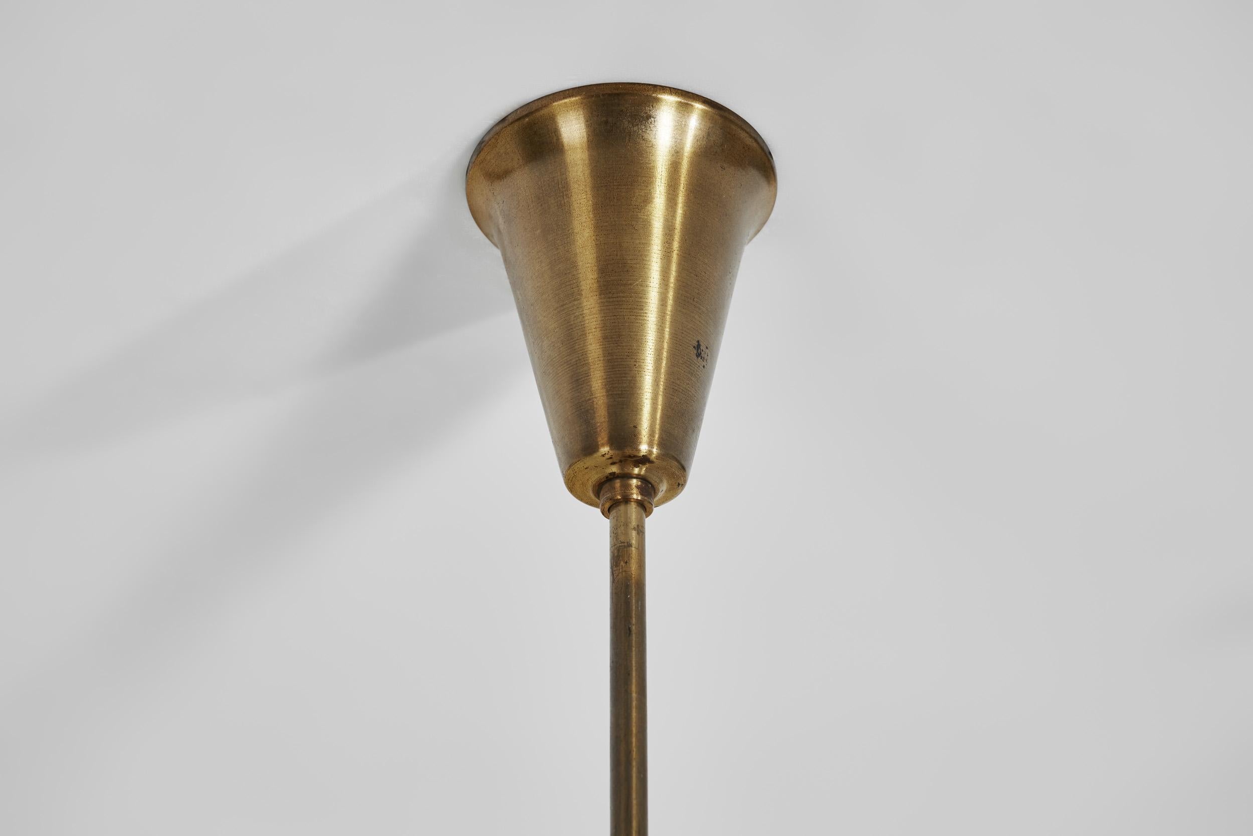 Lampada da soffitto in ottone e vetro modello 