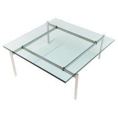 Table basse modèle PK61 en acier inoxydable et verre par Poul Kjærholm - Fritz Hansen