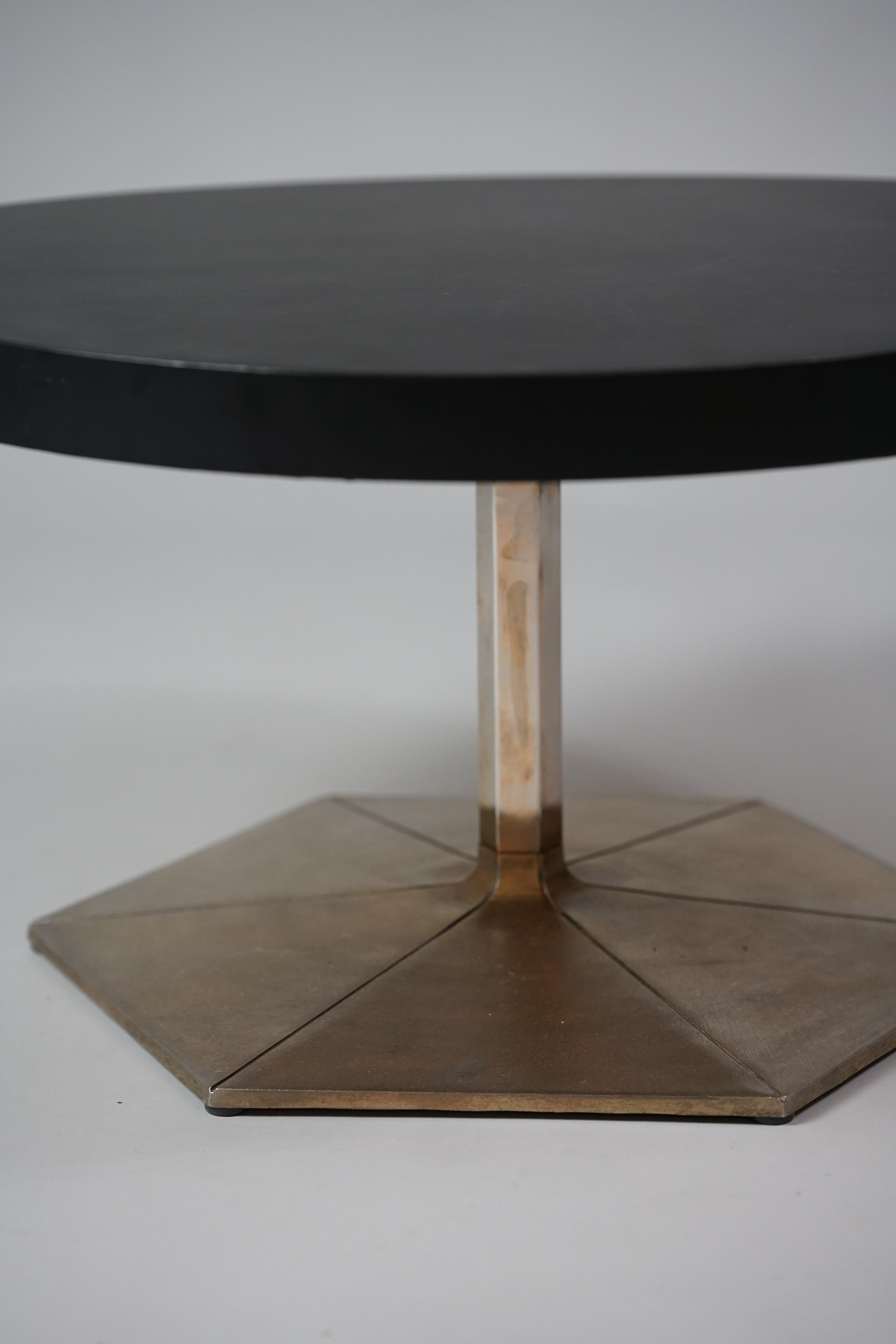 Model Prisma coffee table by Voitto Haapalainen for Tehokaluste Oy from the 1970s. Wood and steel. Iconic design. Good vintage condition, patina and wear consistent with age and use. 
