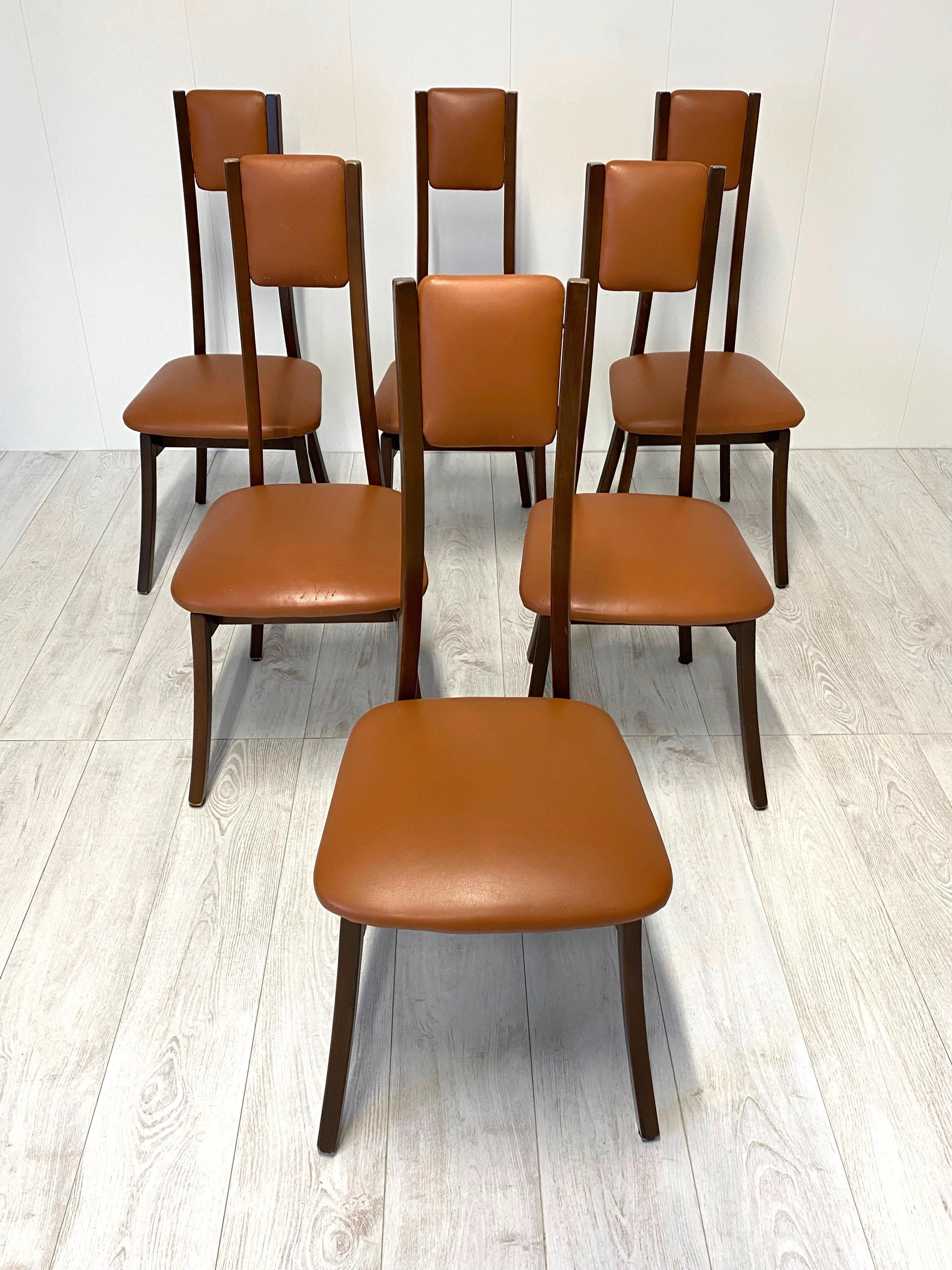 Mid-Century Modern Model Programma S11 Dining Chairs by Angelo Mangiarotti, Set of 6 For Sale