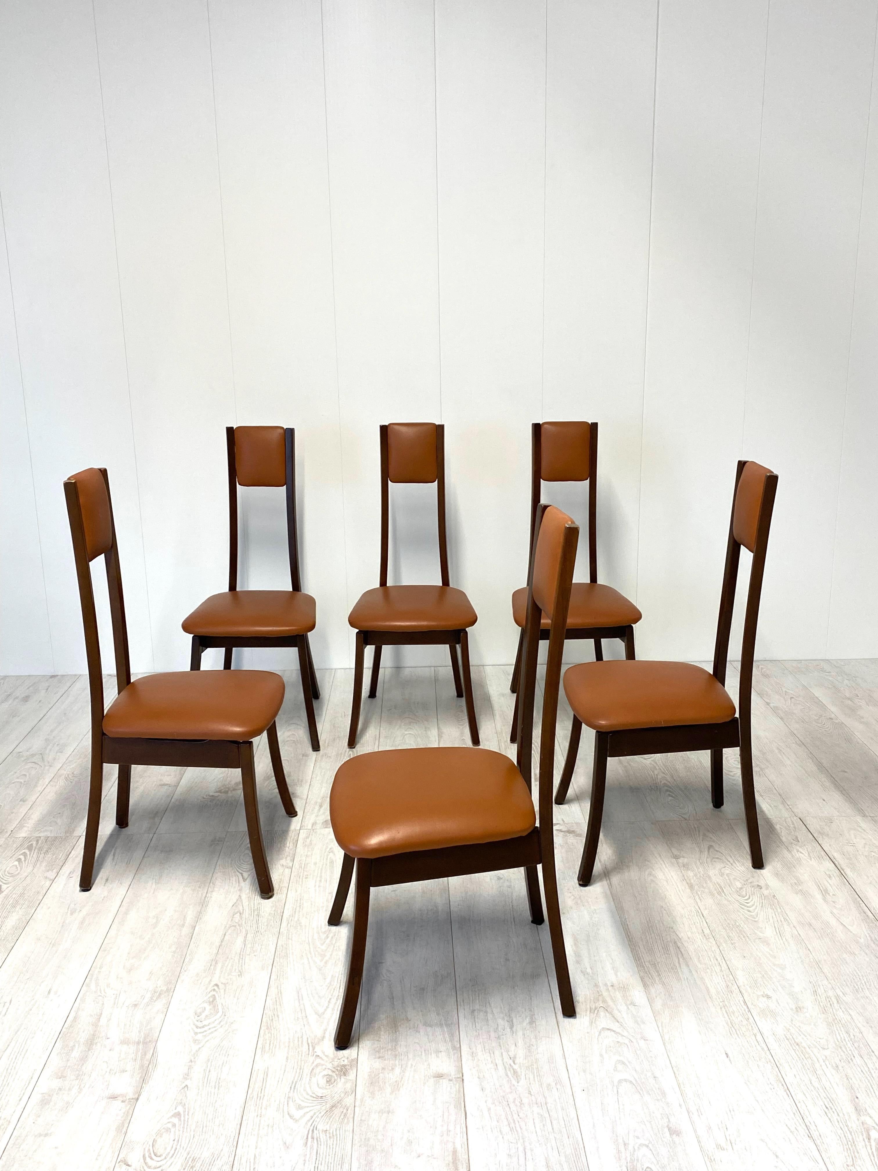 Italian Model Programma S11 Dining Chairs by Angelo Mangiarotti, Set of 6 For Sale