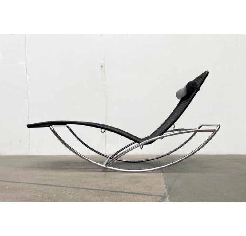 Model S 828 Chaise Longue Schaukelstuhl aus Stahlrohr von Torben, 1980er Jahre (Deutsch) im Angebot
