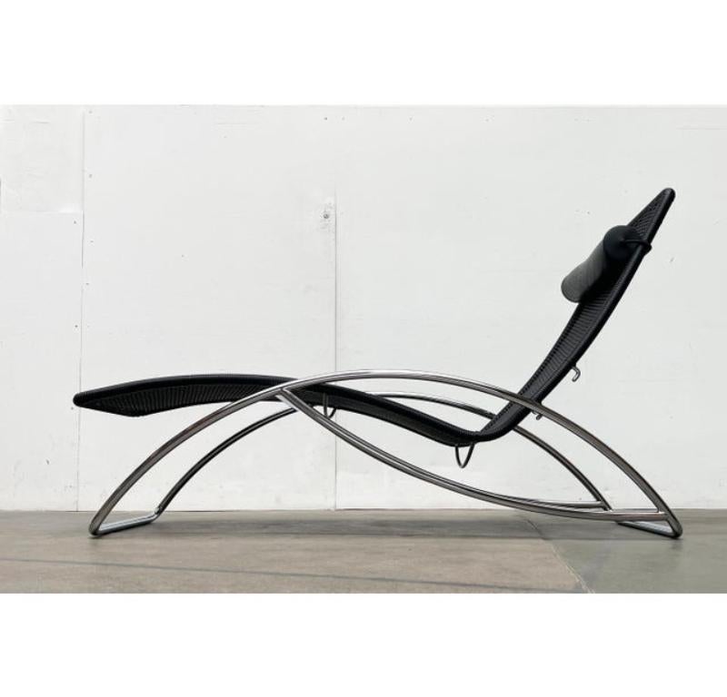 Model S 828 Chaise Longue Schaukelstuhl aus Stahlrohr von Torben, 1980er Jahre im Zustand „Gut“ im Angebot in Hamburg, DE