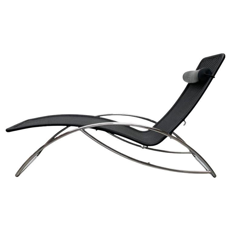 Model S 828 Chaise Longue Schaukelstuhl aus Stahlrohr von Torben, 1980er Jahre im Angebot