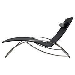 Model S 828 Chaise Longue Schaukelstuhl aus Stahlrohr von Torben, 1980er Jahre