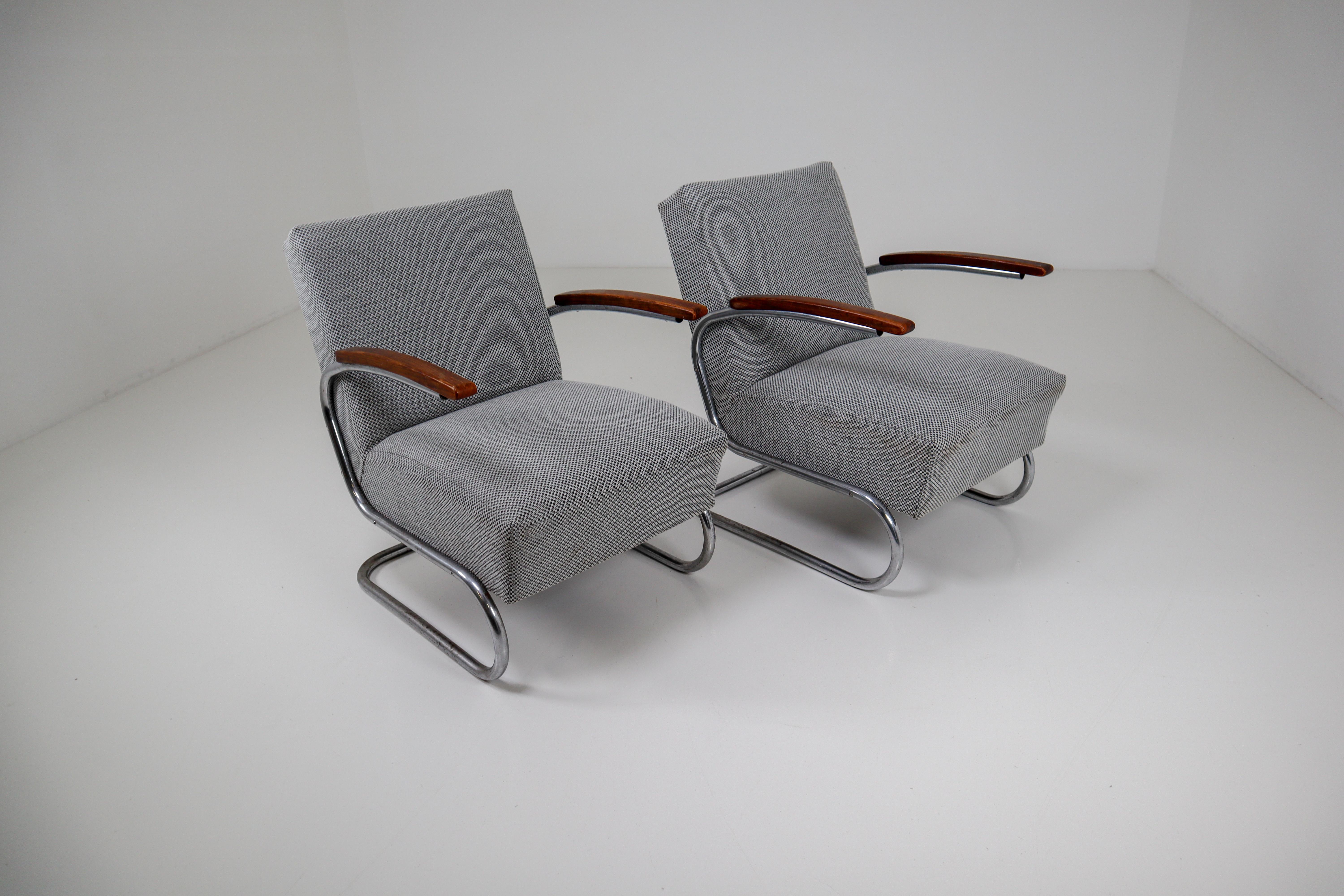 Model S411 Armchairs by Thonet circa 1930s Midcentury Bauhaus Period 4