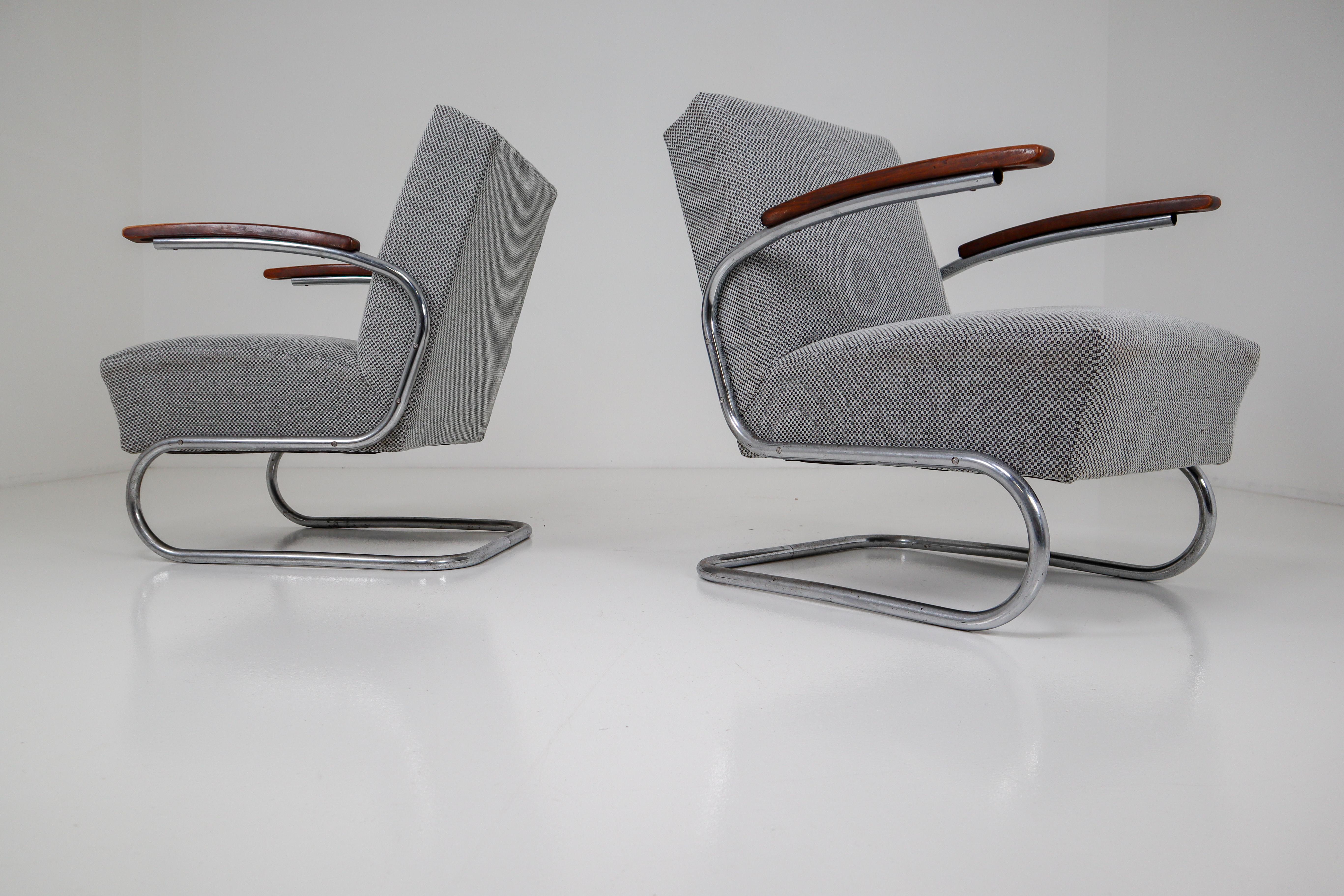 Model S411 Armchairs by Thonet circa 1930s Midcentury Bauhaus Period 6