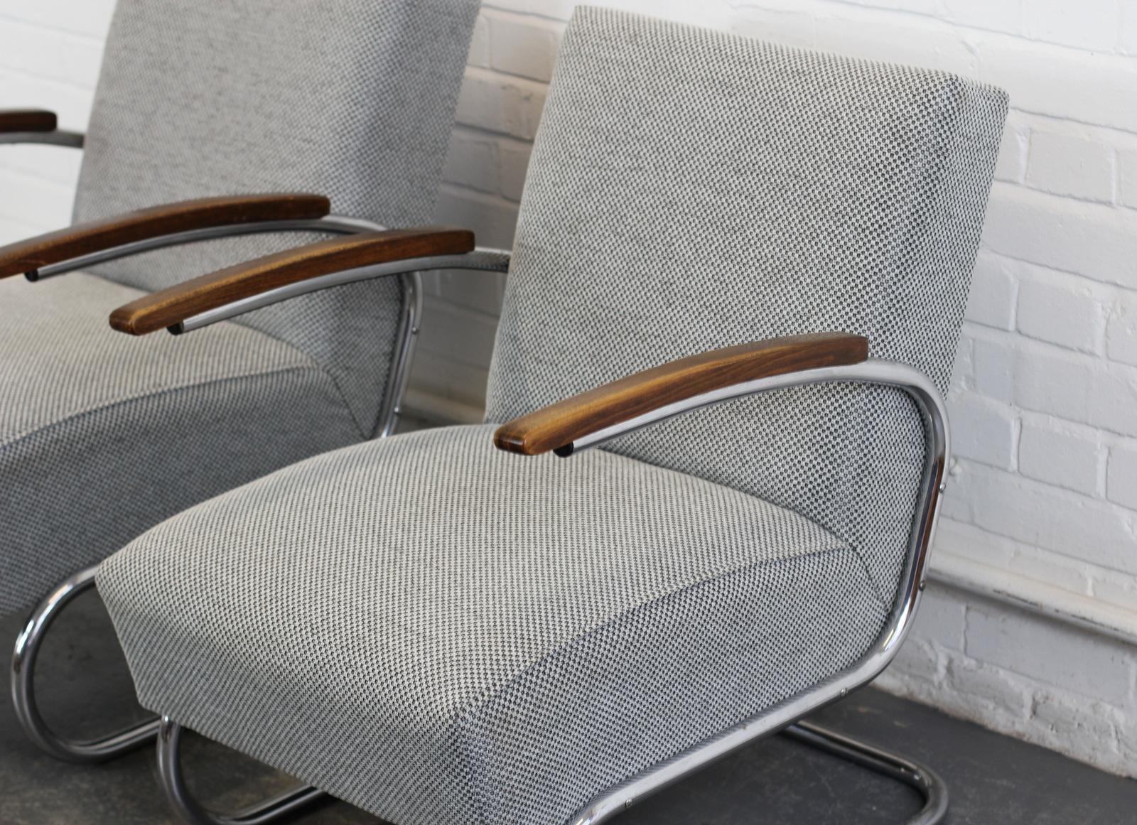 Mid-20th Century Model S411 Bauhaus Armchairs by Thonet, circa 1930s