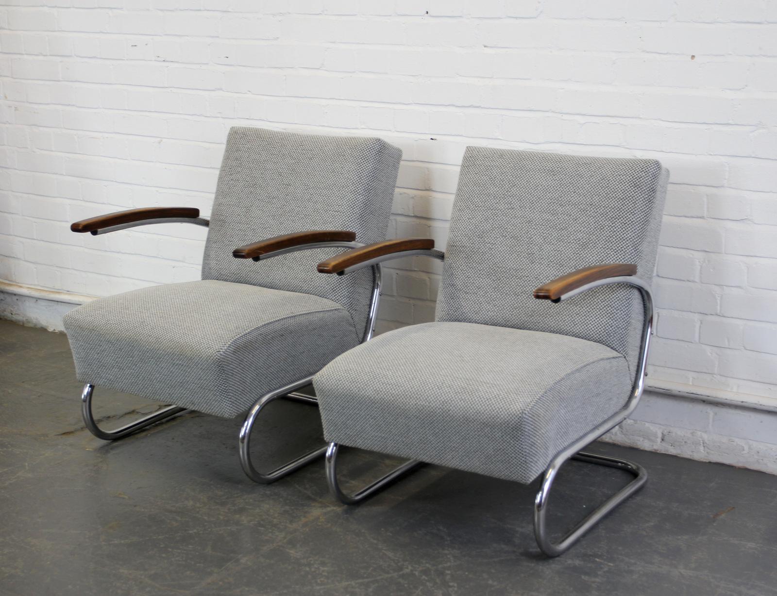 Metal Model S411 Bauhaus Armchairs by Thonet, circa 1930s