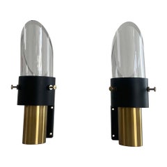 Modelo Saga Pareja de apliques de cristal de Kay Korbing para Lyfa, década de 1970, Dinamarca