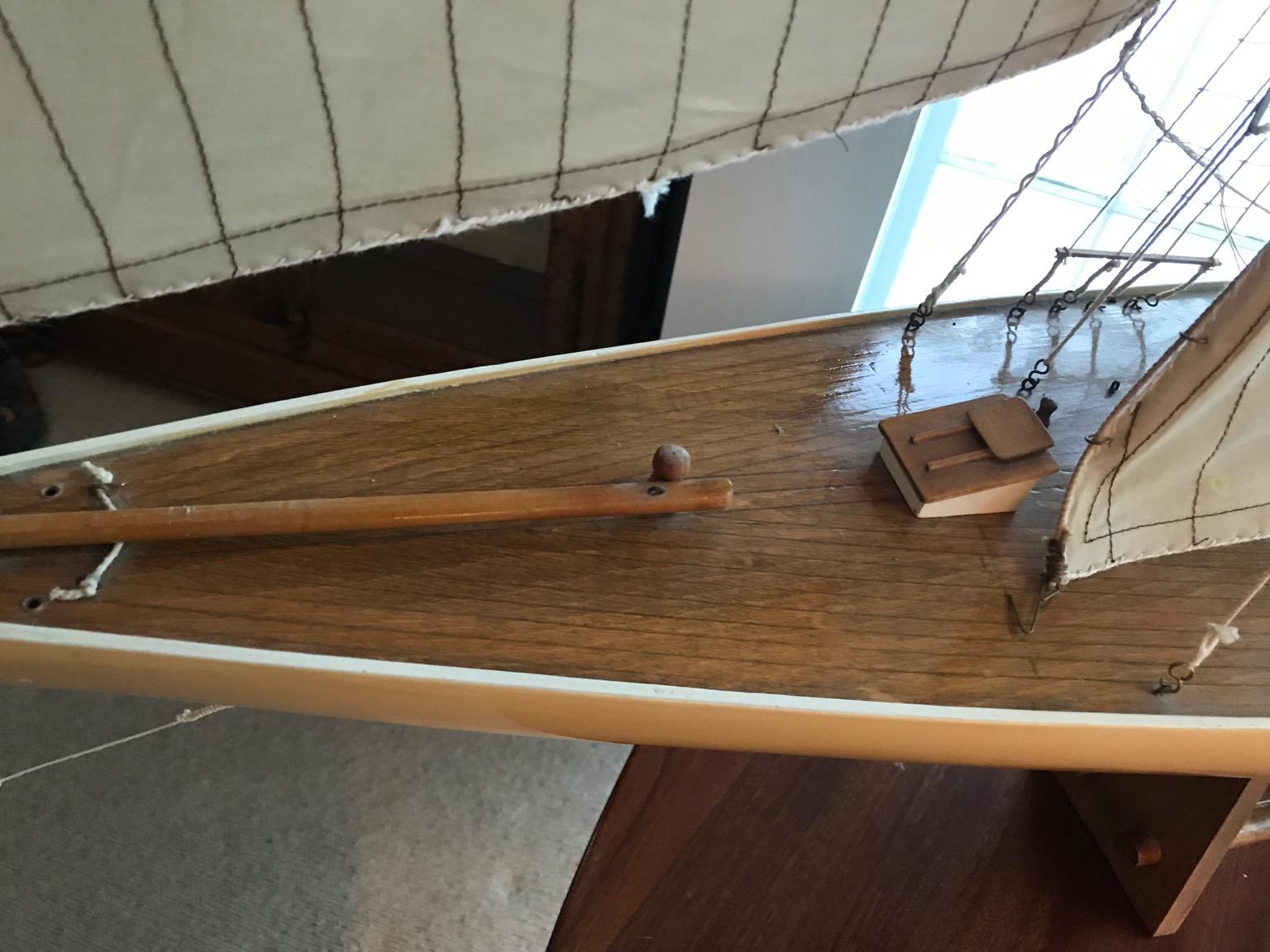 Wood Model Sailboat of Impressive Stature and Workmanship For Sale