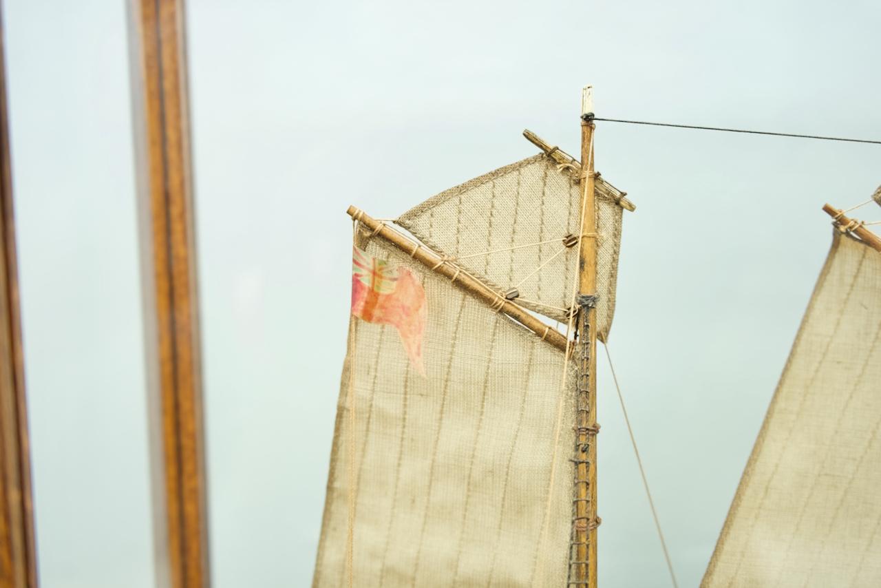 Model Ship in a Glass Case with Teak Frame, France 1960s 'A' 5