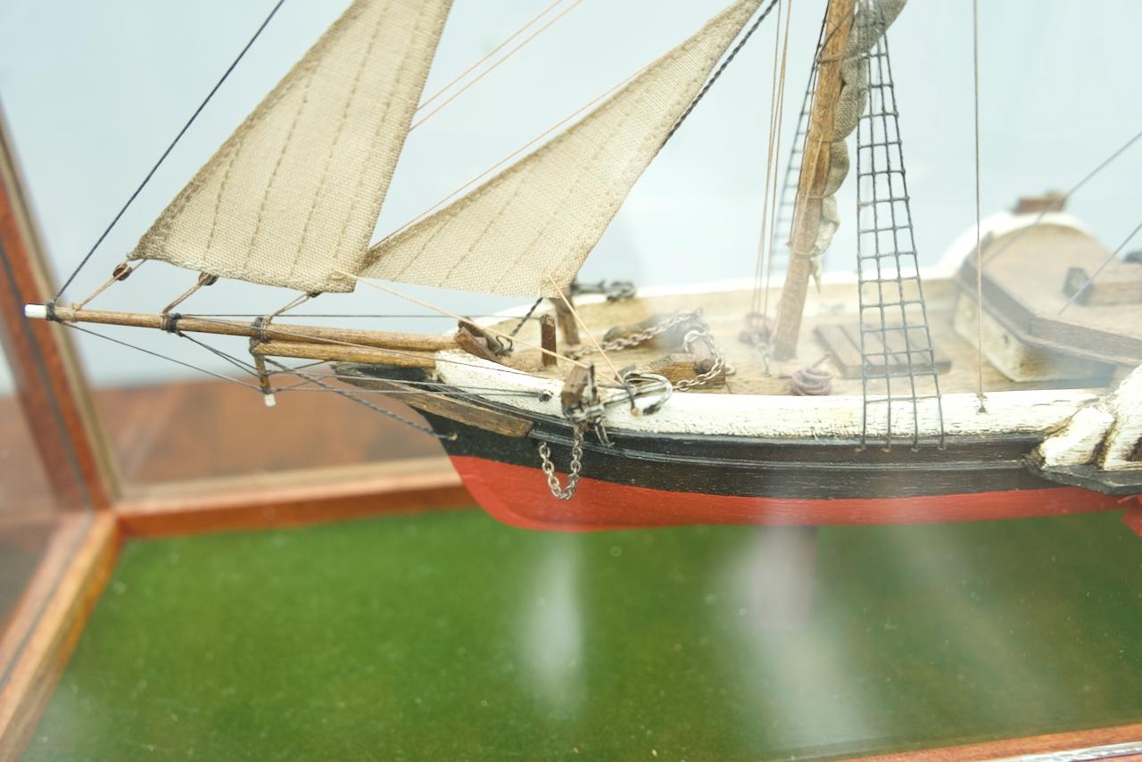 Model Ship in a Glass Case with Teak Frame, France 1960s 'A' 1