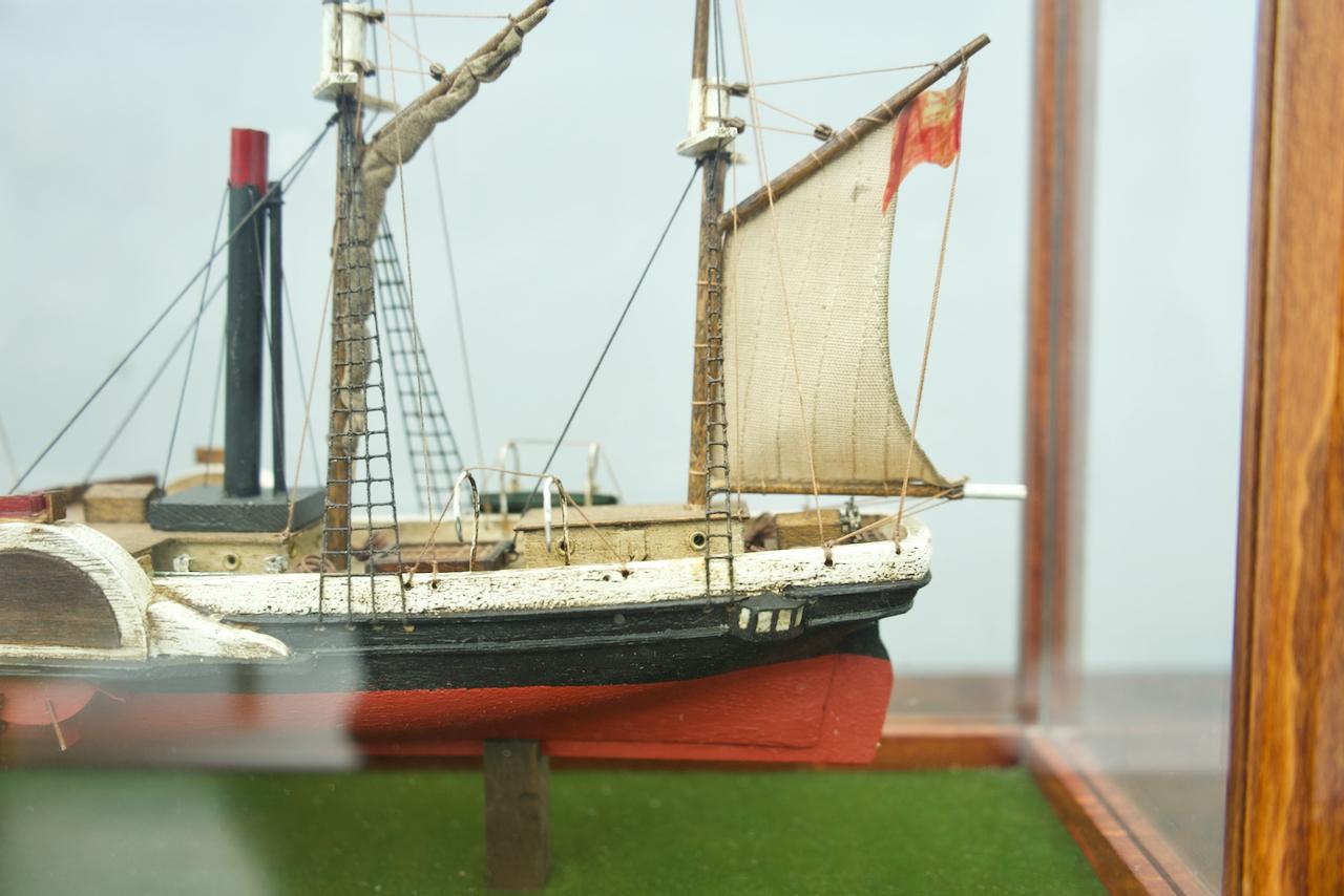 Model Ship in a Glass Case with Teak Frame, France, 1960s 'B' 3