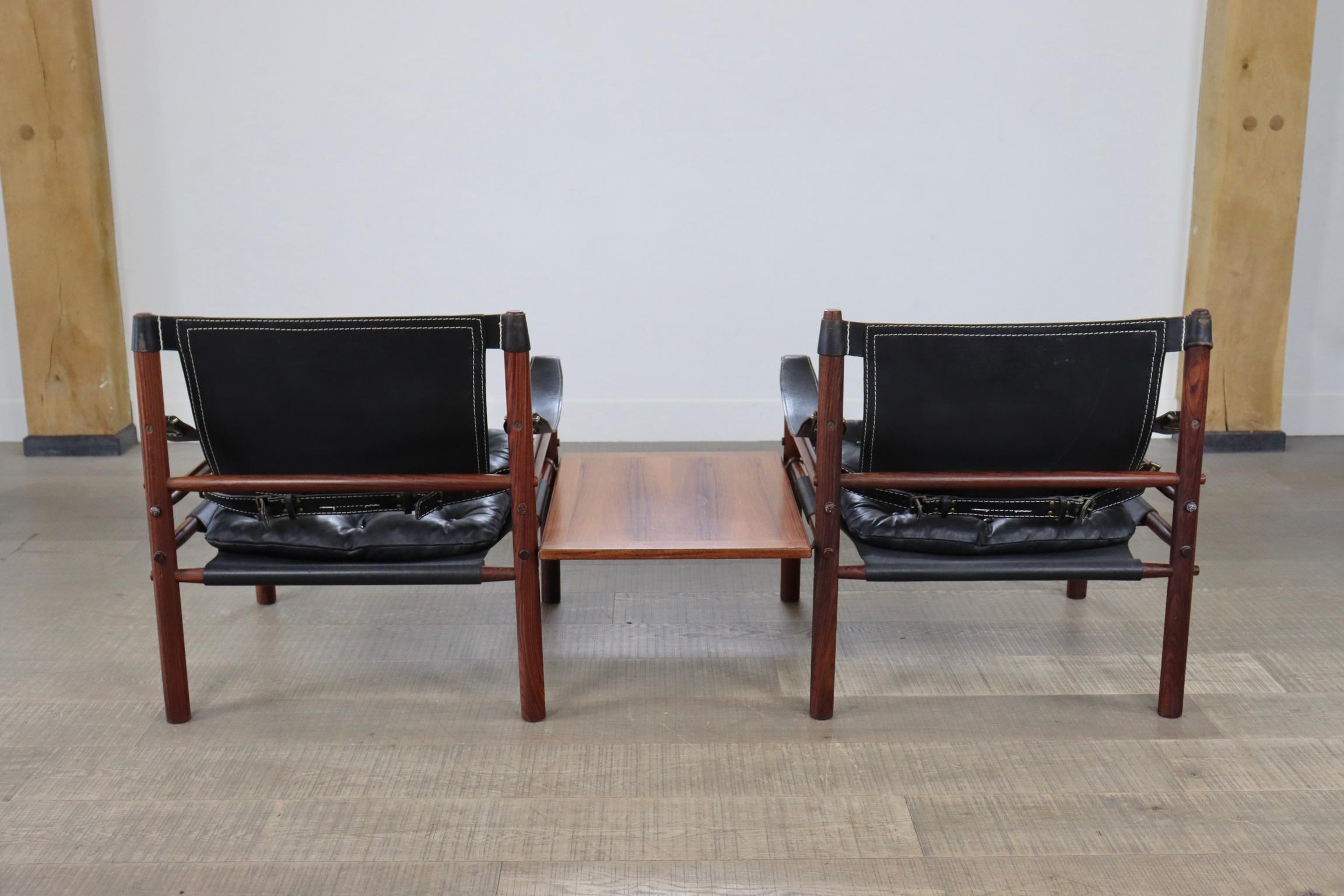 Model Sirocco Easy Chairs with Side Table by Arne Norell for Arne Norell AB, 196 4