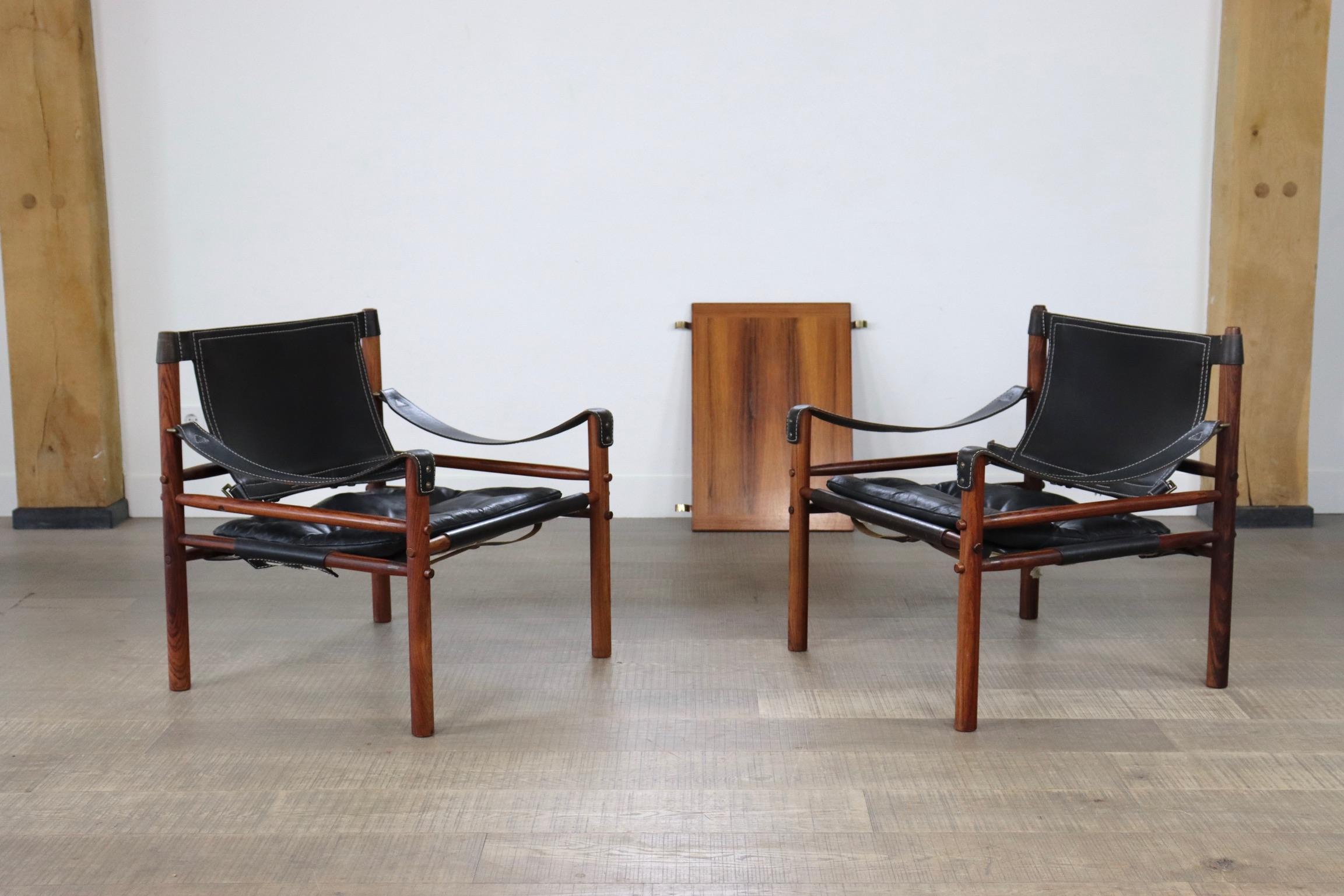 Model Sirocco Easy Chairs with Side Table by Arne Norell for Arne Norell AB, 196 6