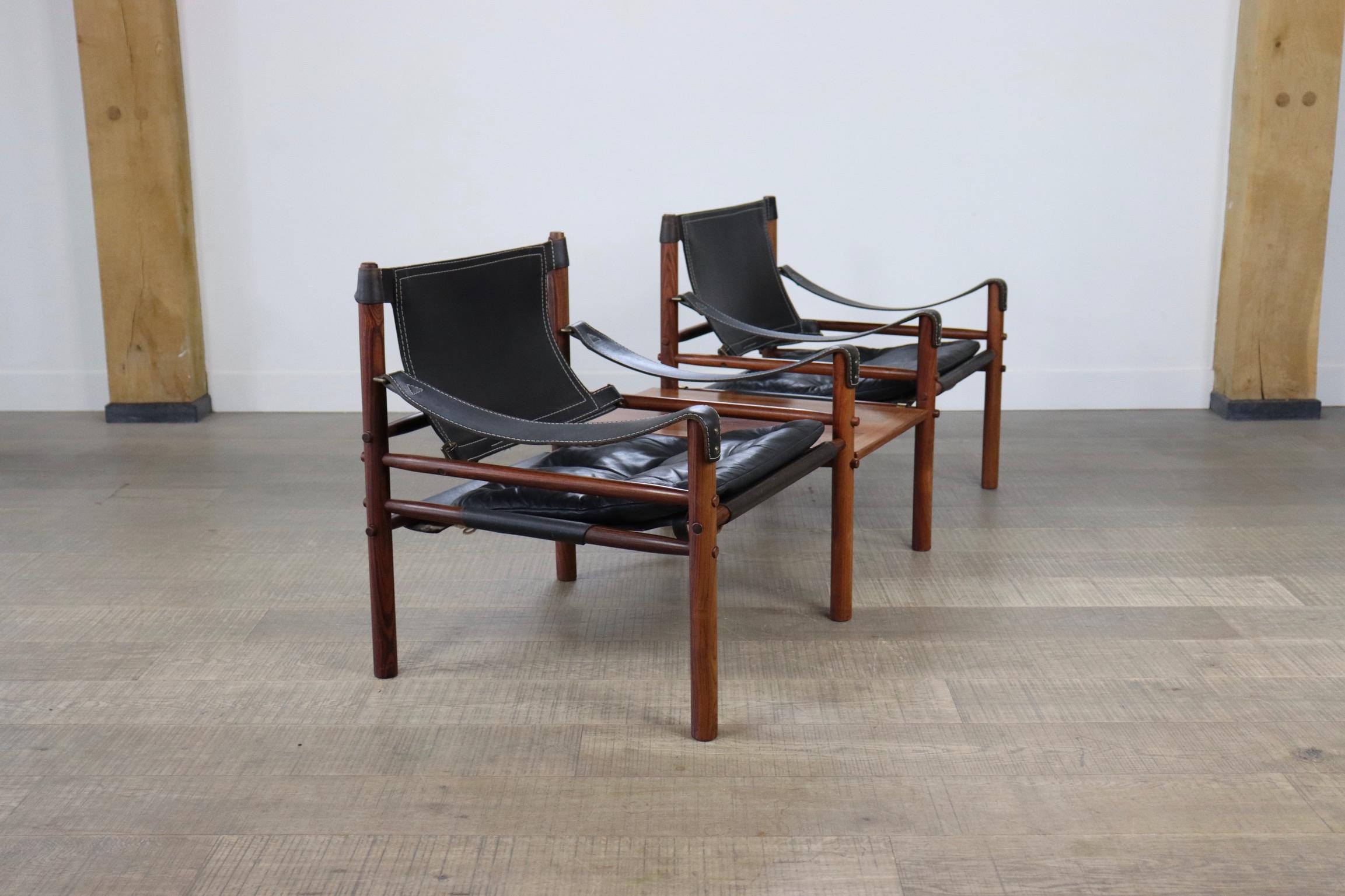 Mid-Century Modern Model Sirocco Easy Chairs with Side Table by Arne Norell for Arne Norell AB, 196